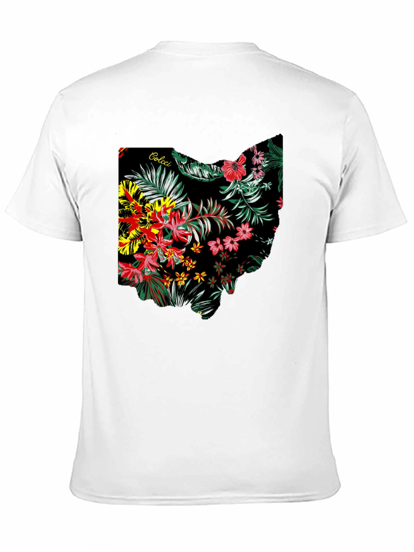 Floral Ohio State Map Mens Black T-Shirt