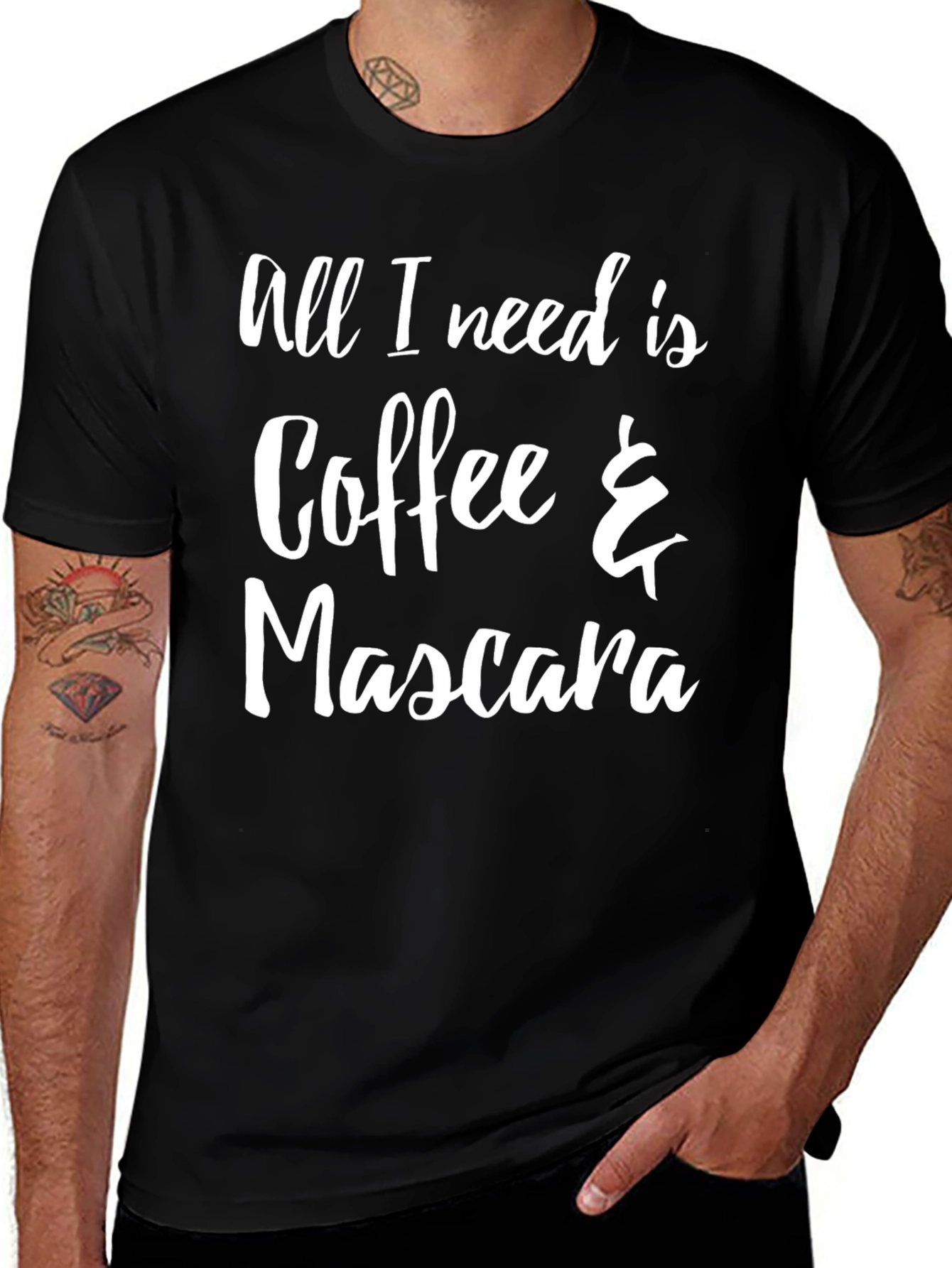 Coffee & Mascara Graphic Tee - Trendy Womens T-Shirt