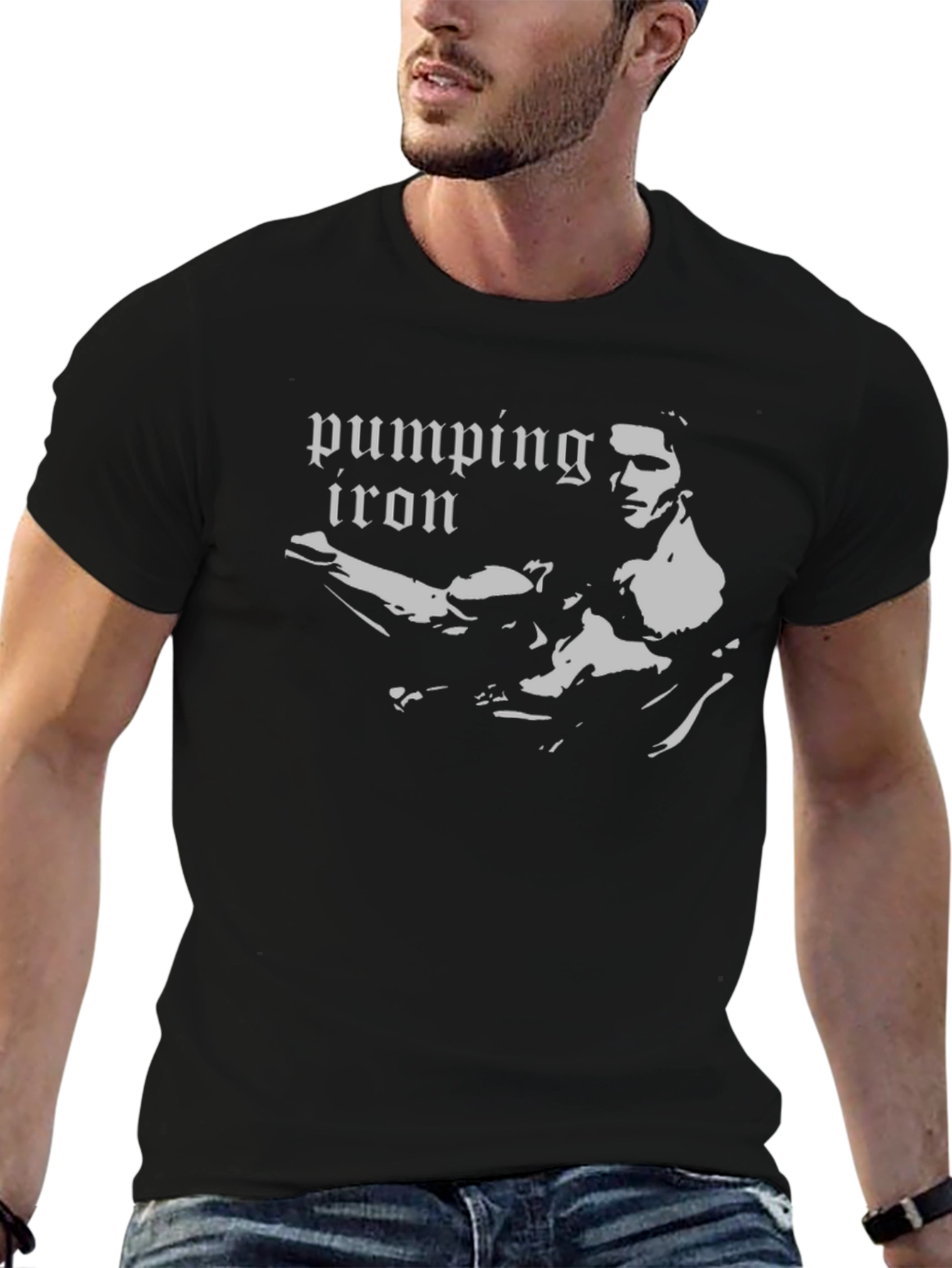 Pumping Iron Black Graphic Tee - Bodybuilding Fan Apparel