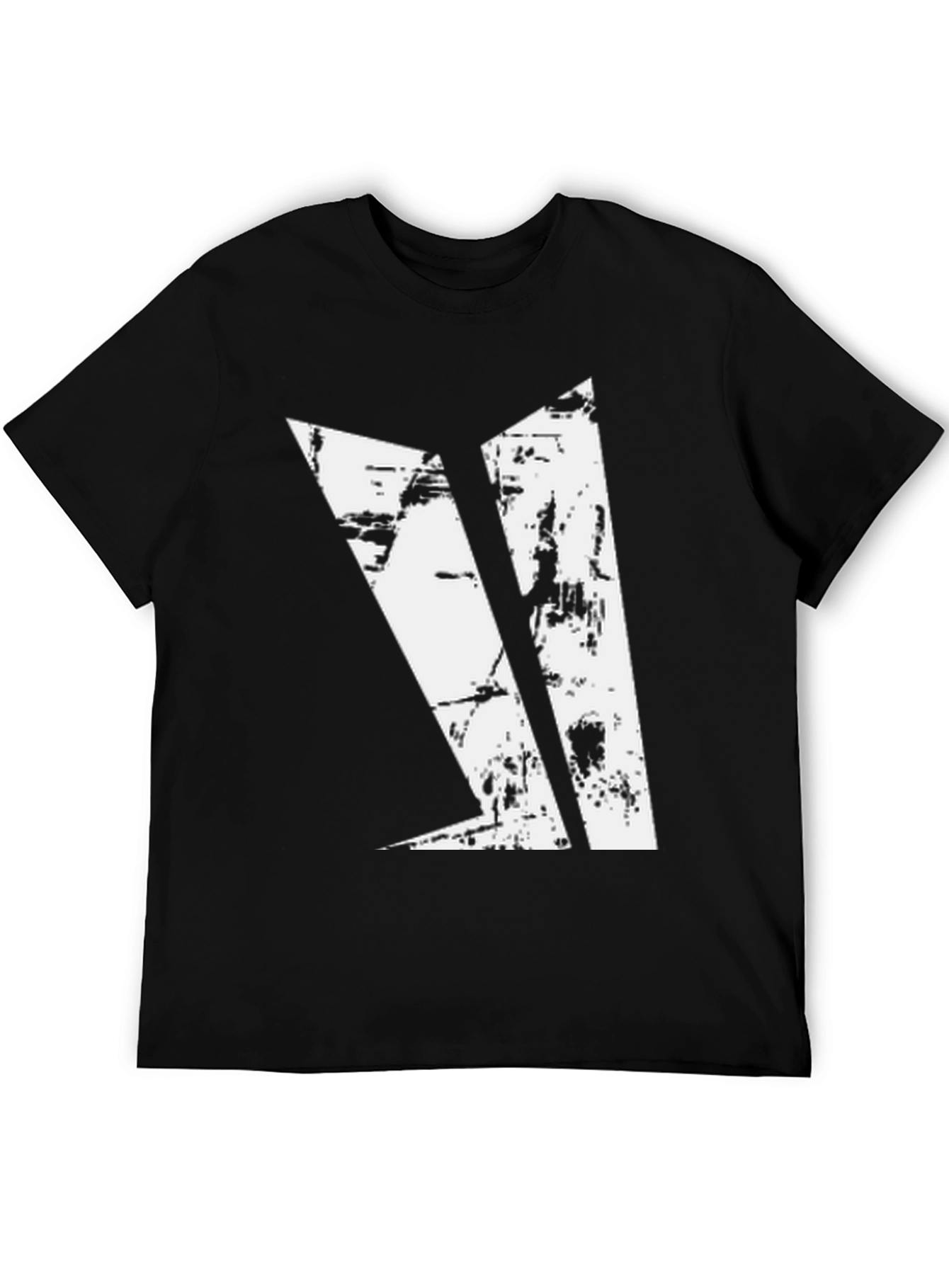 Distressed Geometric Graphic Black T-Shirt