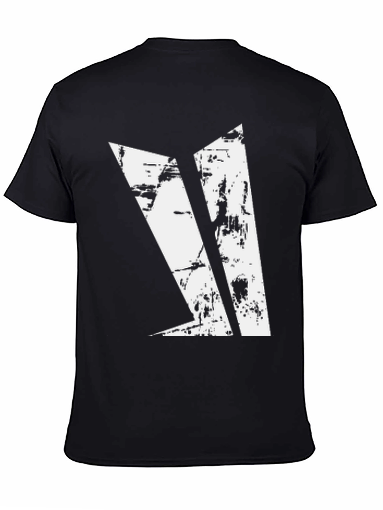 Distressed Geometric Graphic Black T-Shirt