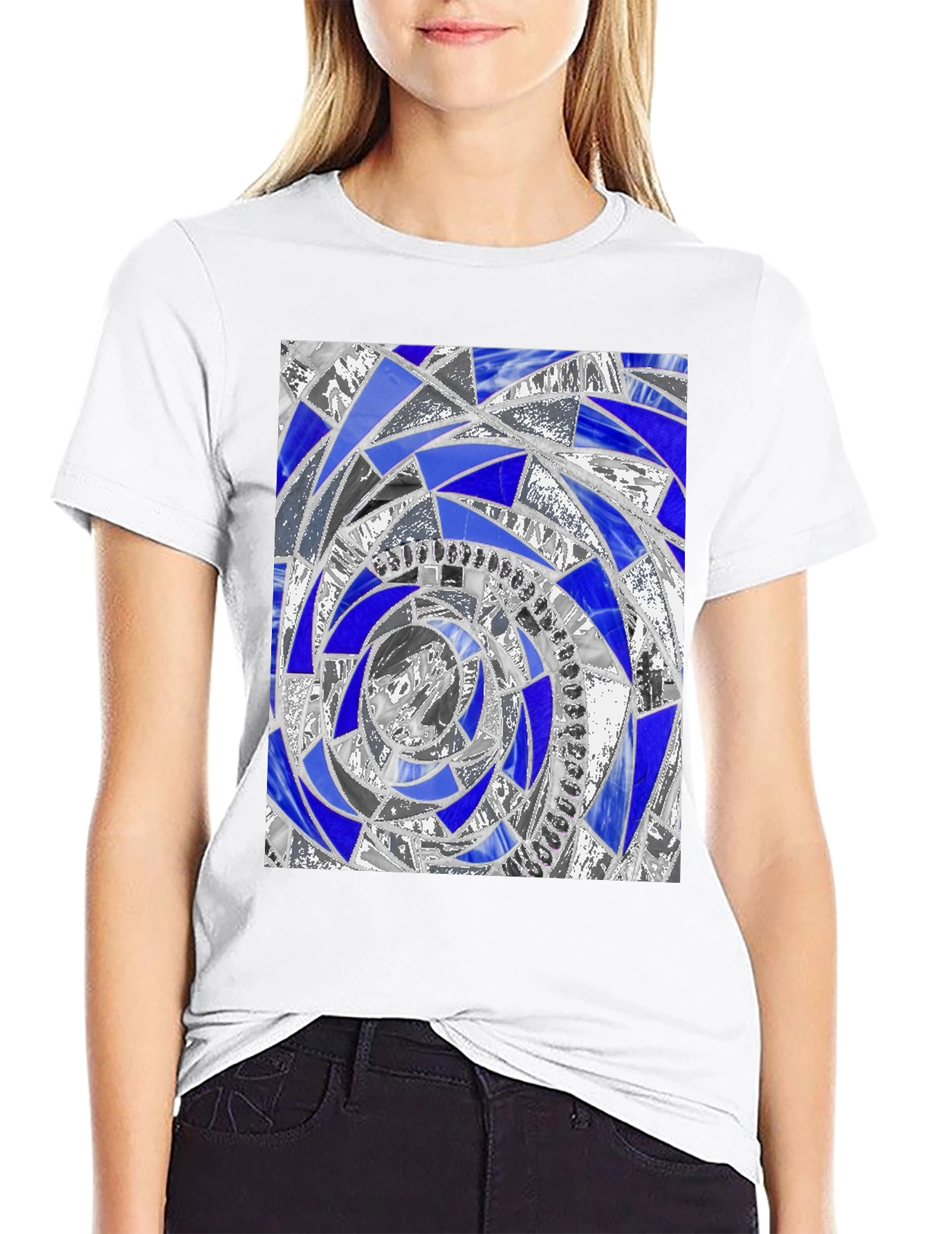 Abstract Mosaic Spiral Graphic Tee - Modern Art T-Shirt