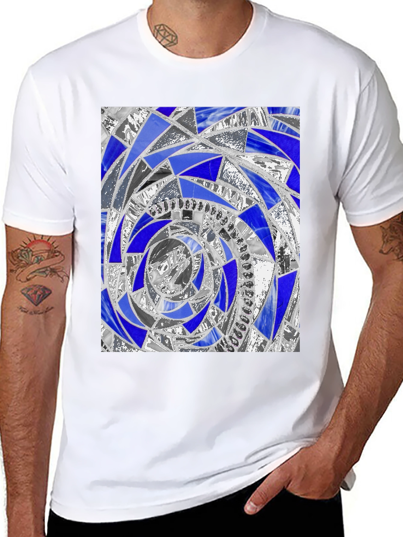 Abstract Mosaic Spiral Graphic Tee - Modern Art T-Shirt