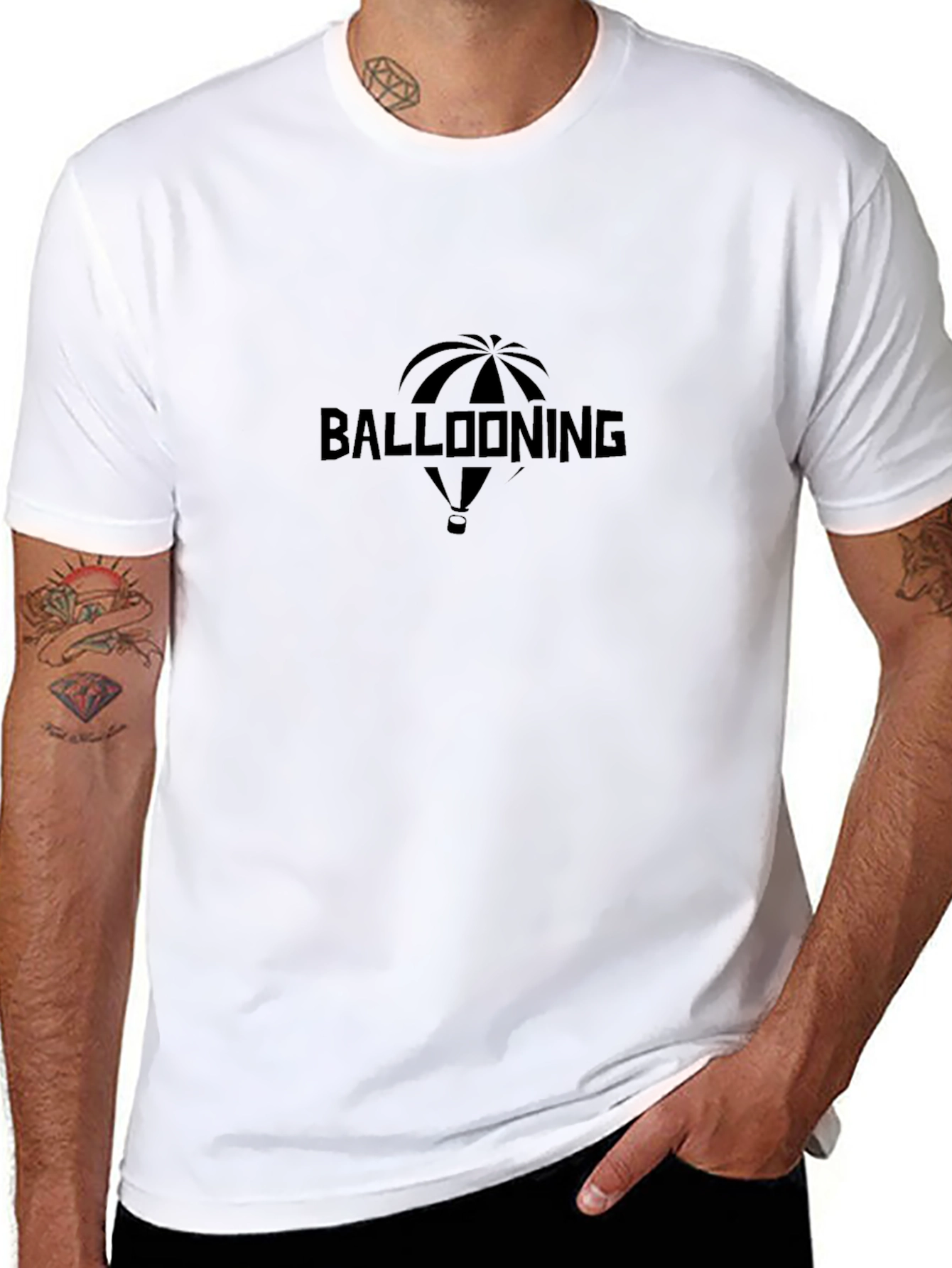 Ballooning Graphic Tee - Black Cotton T-Shirt