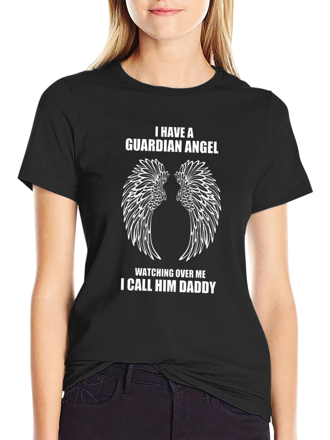 Guardian Angel Daddy Black T-Shirt