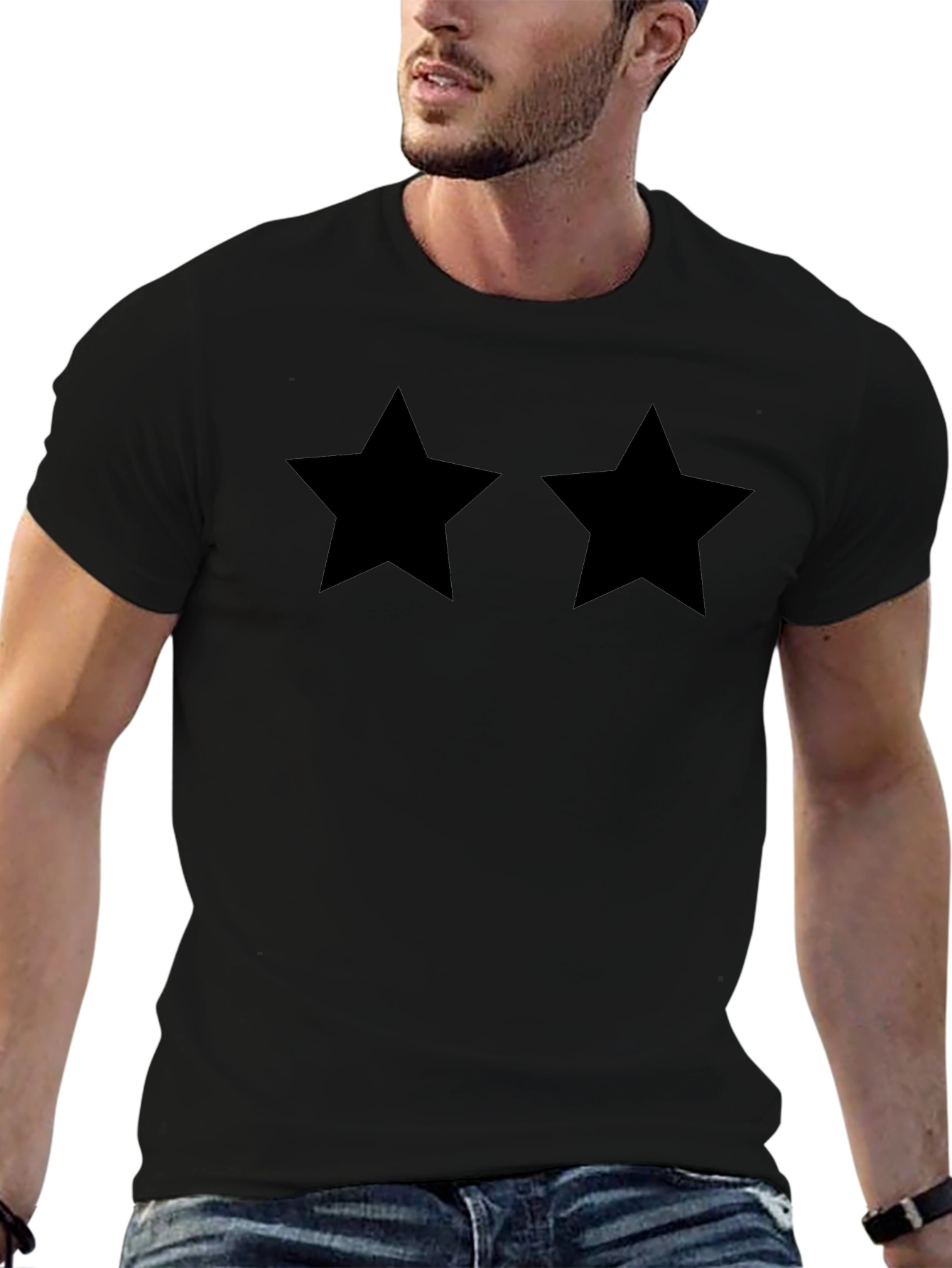 Two Stars Black T-Shirt