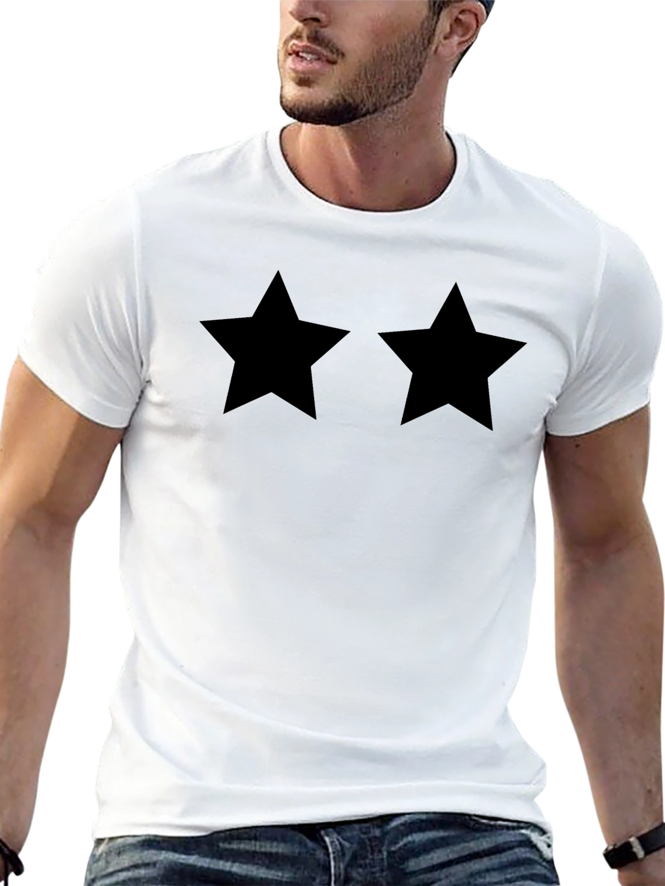 Two Stars Black T-Shirt