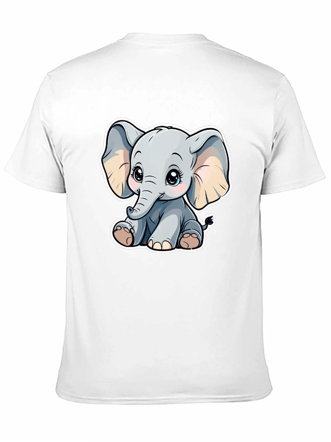 Cute Elephant Graphic Tee - Black Cotton Shirt
