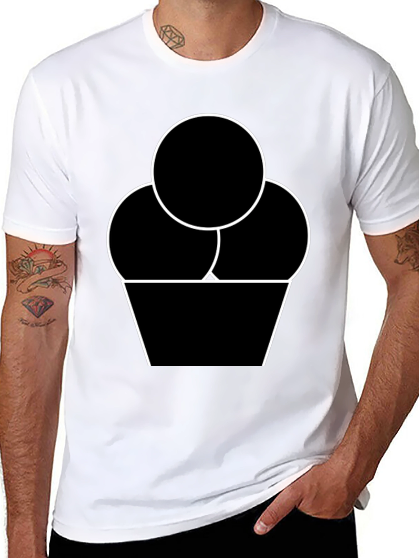 Ice Cream Graphic Tee - Black Cotton T-Shirt
