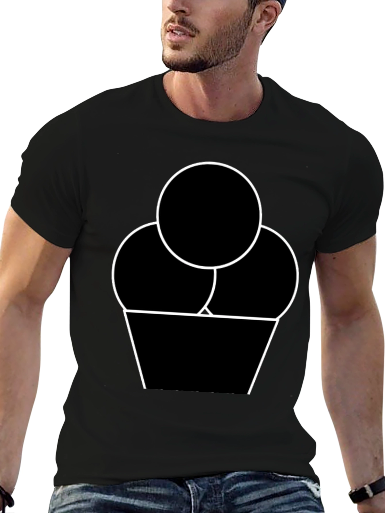 Ice Cream Graphic Tee - Black Cotton T-Shirt
