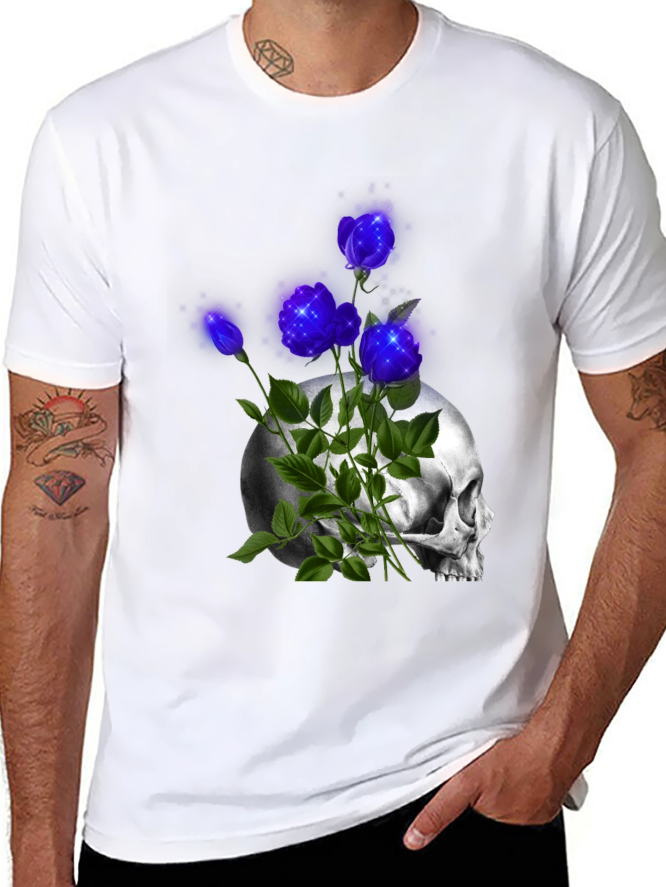 Skull & Roses Graphic Print Tee