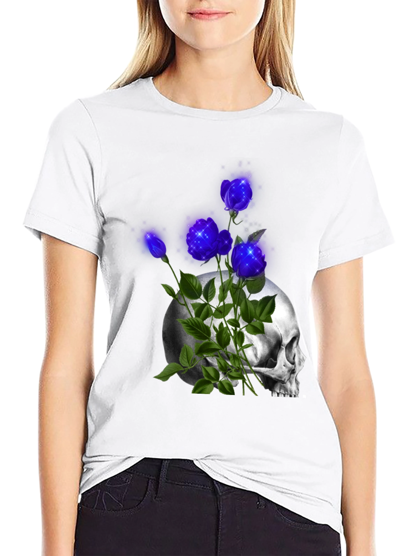 Skull & Roses Graphic Print Tee