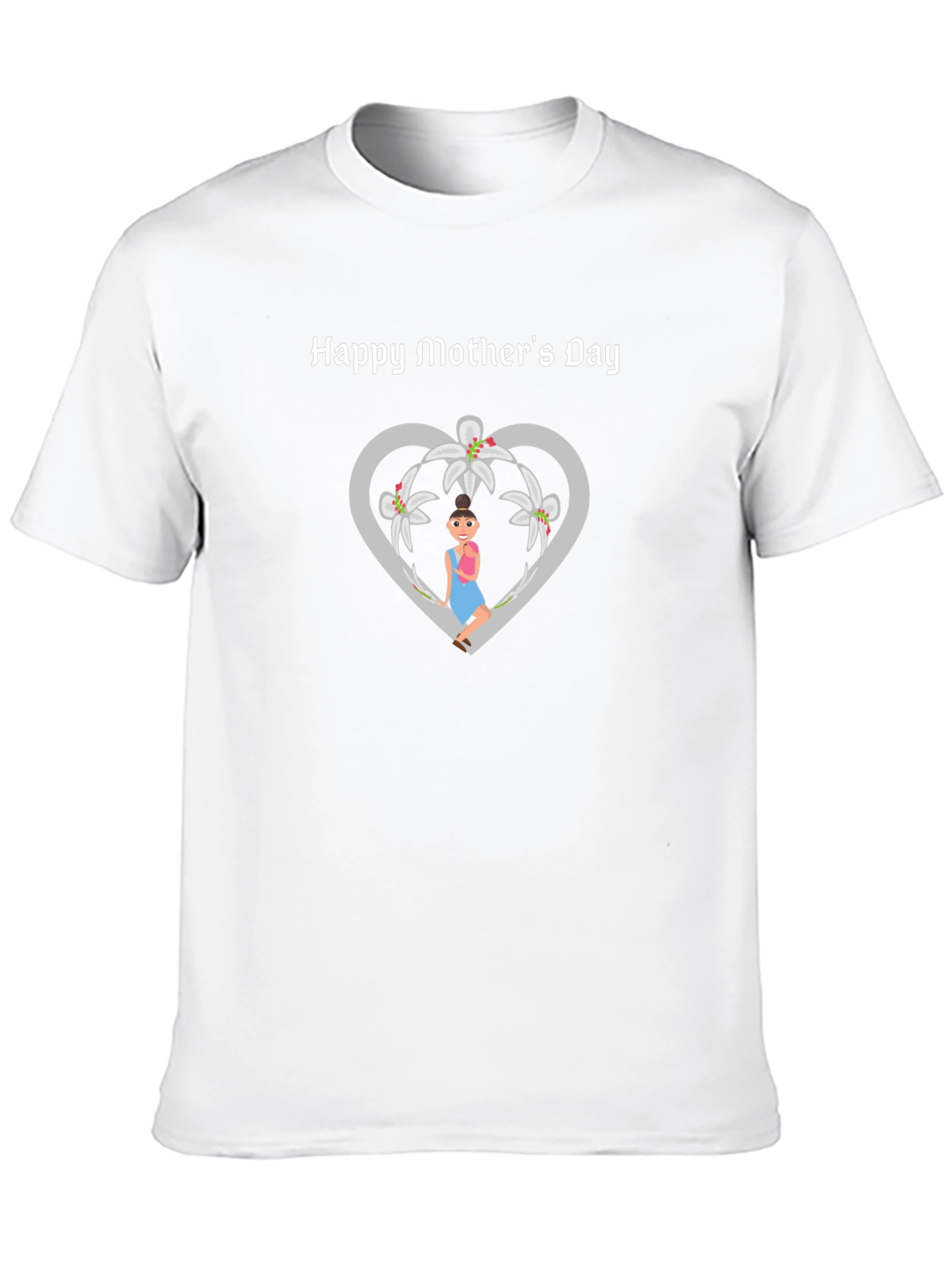 Happy Mothers Day T-Shirt - Floral Heart Design