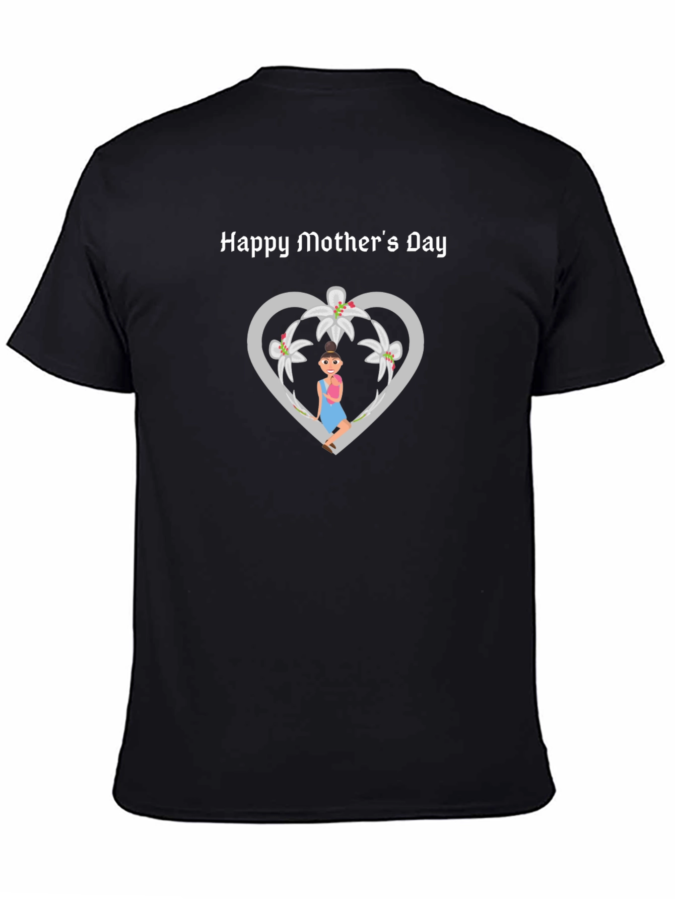 Happy Mothers Day T-Shirt - Floral Heart Design