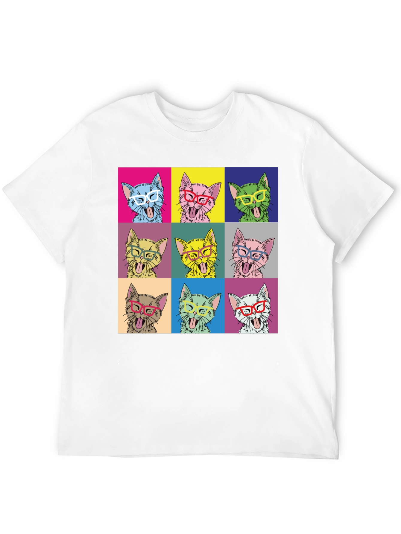 Pop Art Cat T-Shirt - Quirky & Fun Design