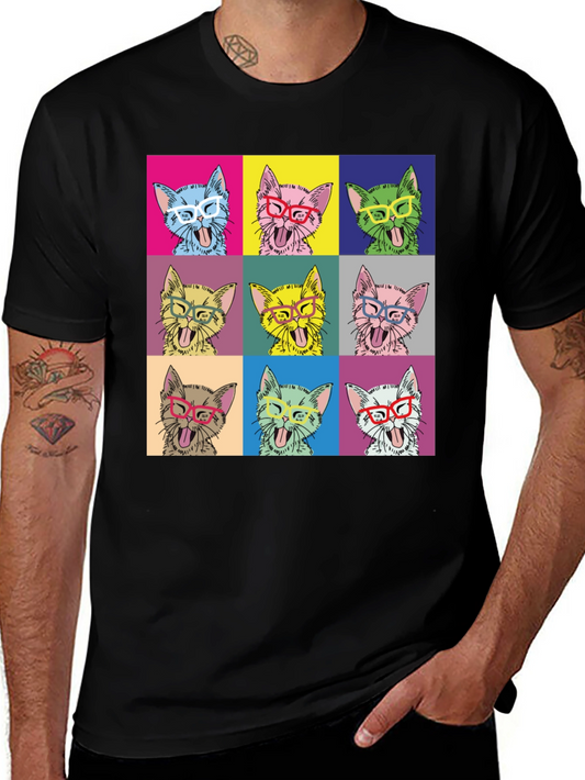 Pop Art Cat T-Shirt - Quirky & Fun Design
