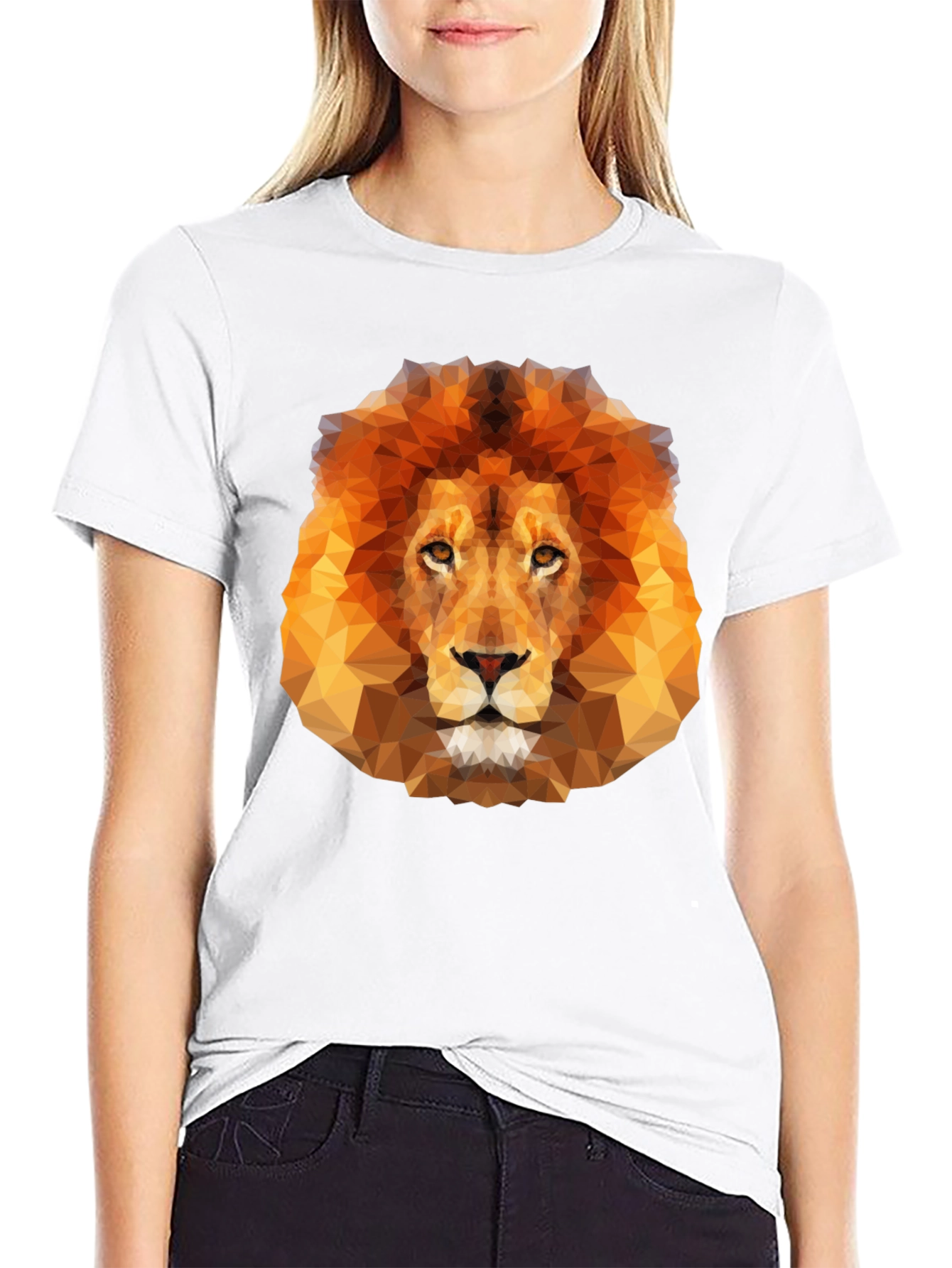 Geometric Lion Graphic Tee - Mens Black T-Shirt