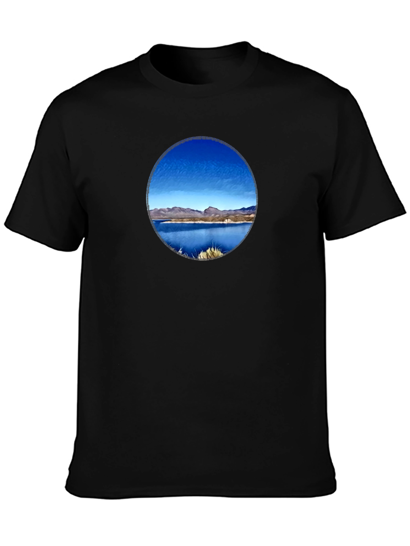 Scenic Lake View Graphic Tee - Black
