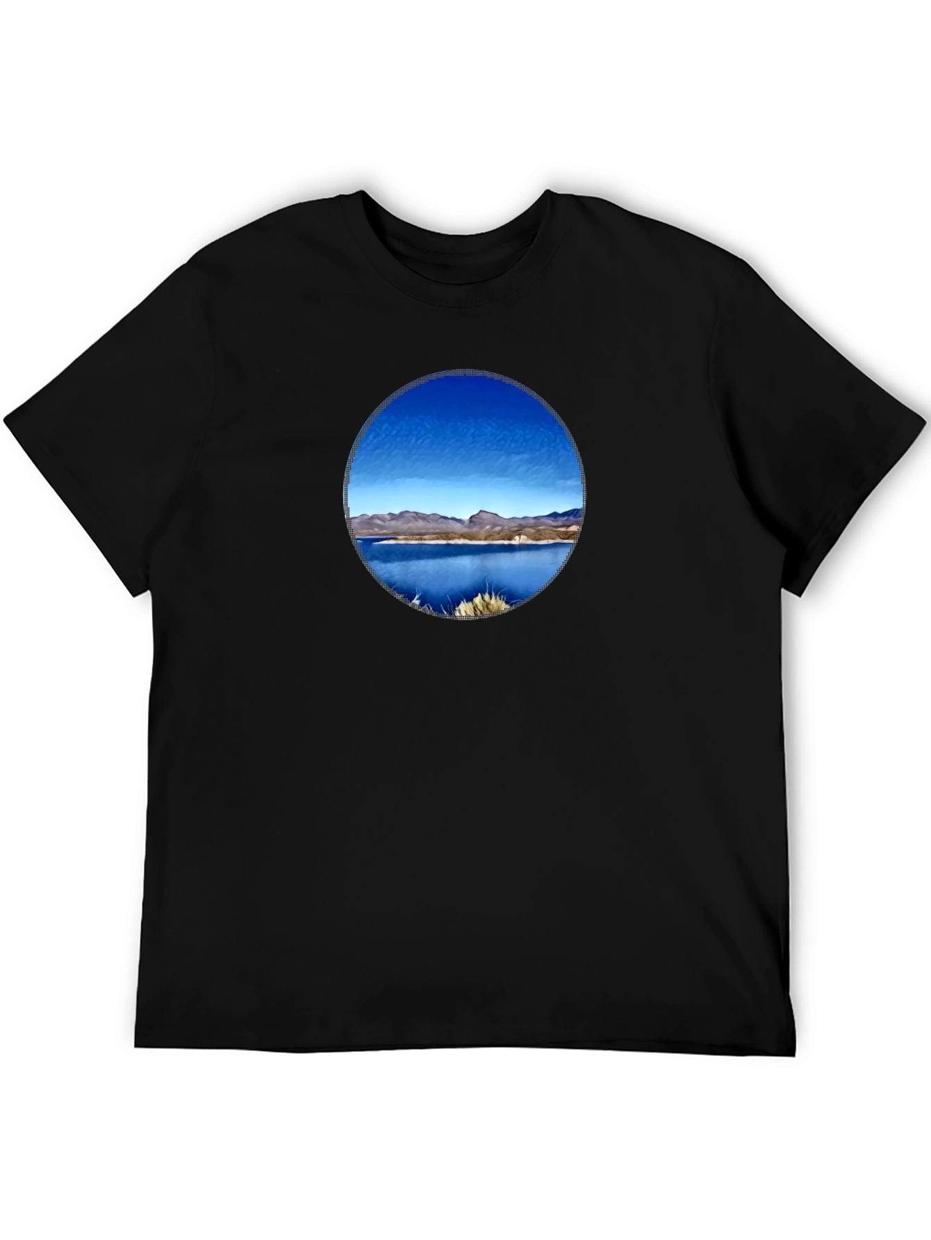 Scenic Lake View Graphic Tee - Black