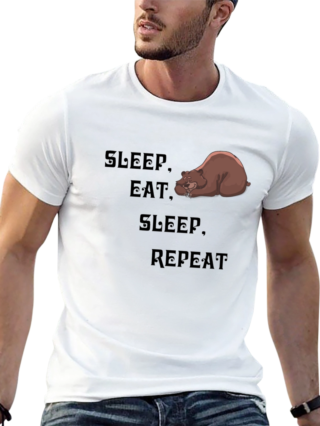 Sleep Eat Repeat Bear Graphic T-Shirt