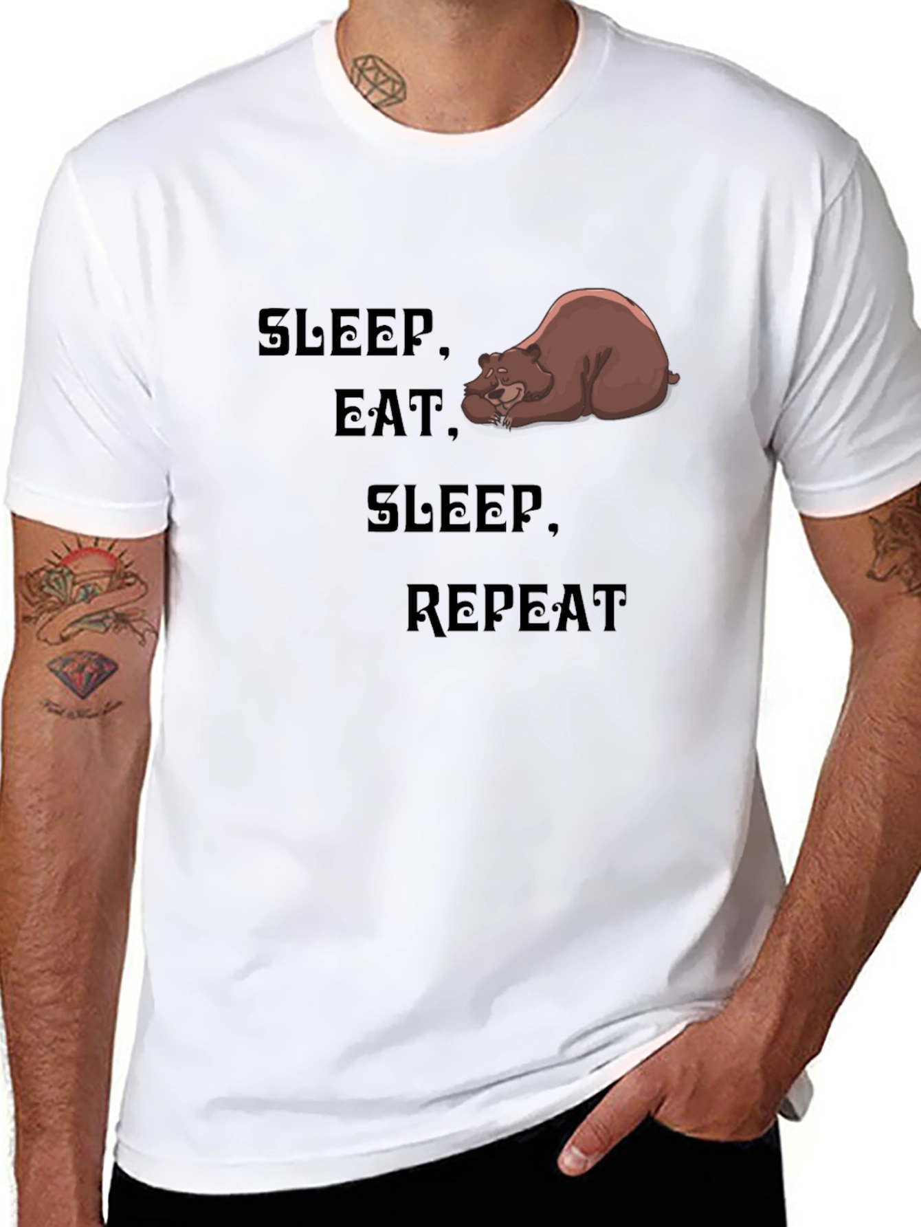 Sleep Eat Repeat Bear Graphic T-Shirt