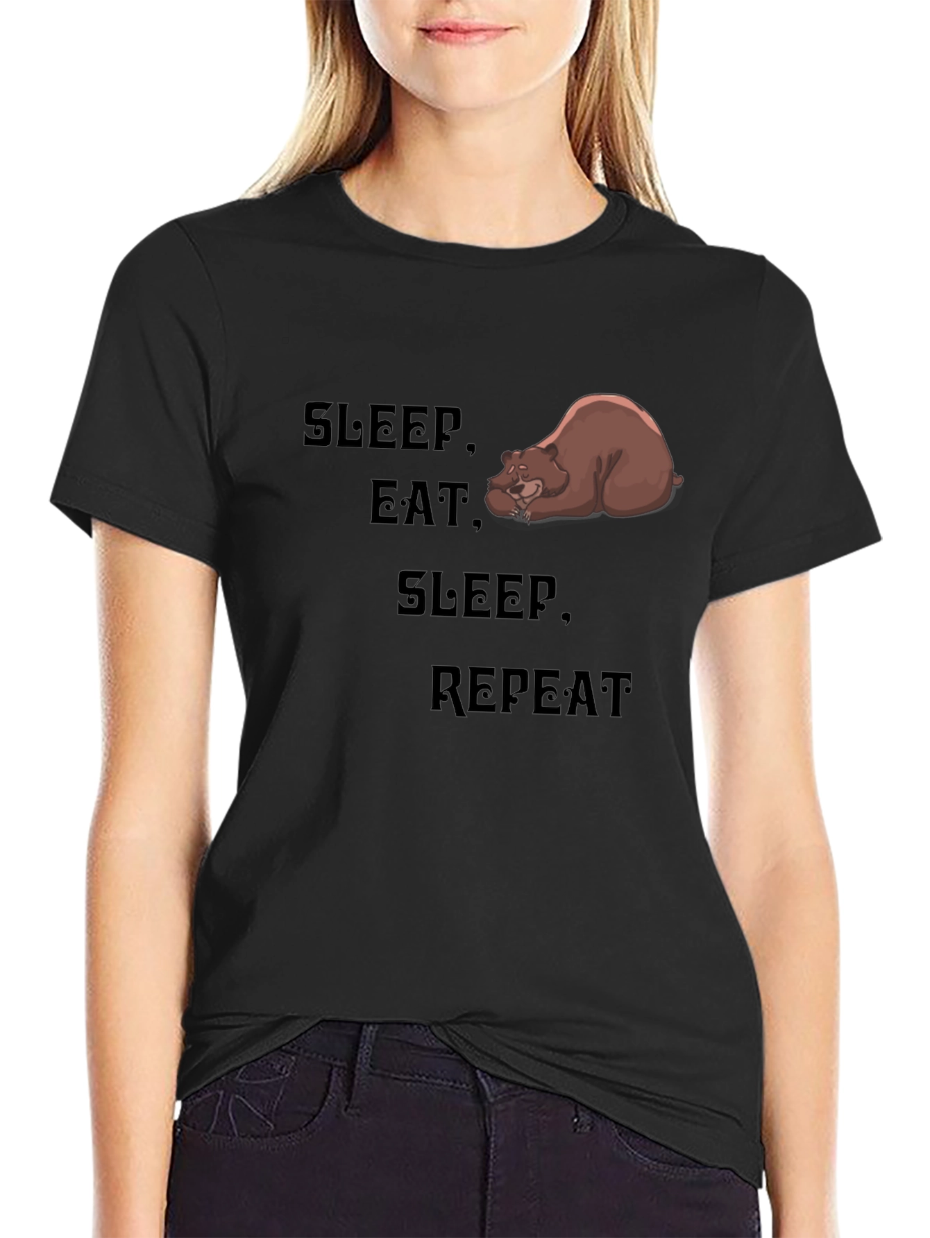 Sleep Eat Repeat Bear Graphic T-Shirt