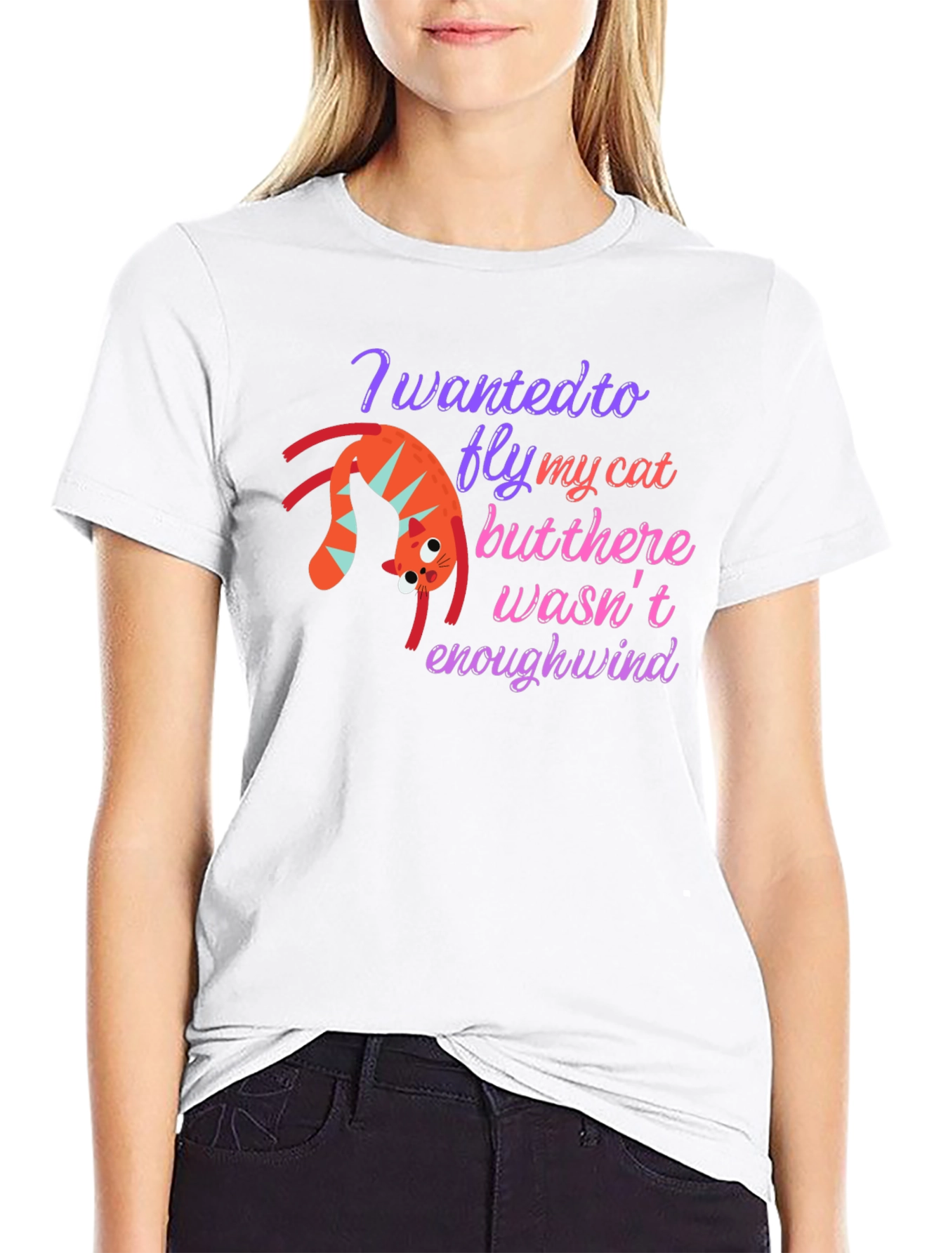 Funny Cat Flying T-Shirt - Whimsical Graphic Tee