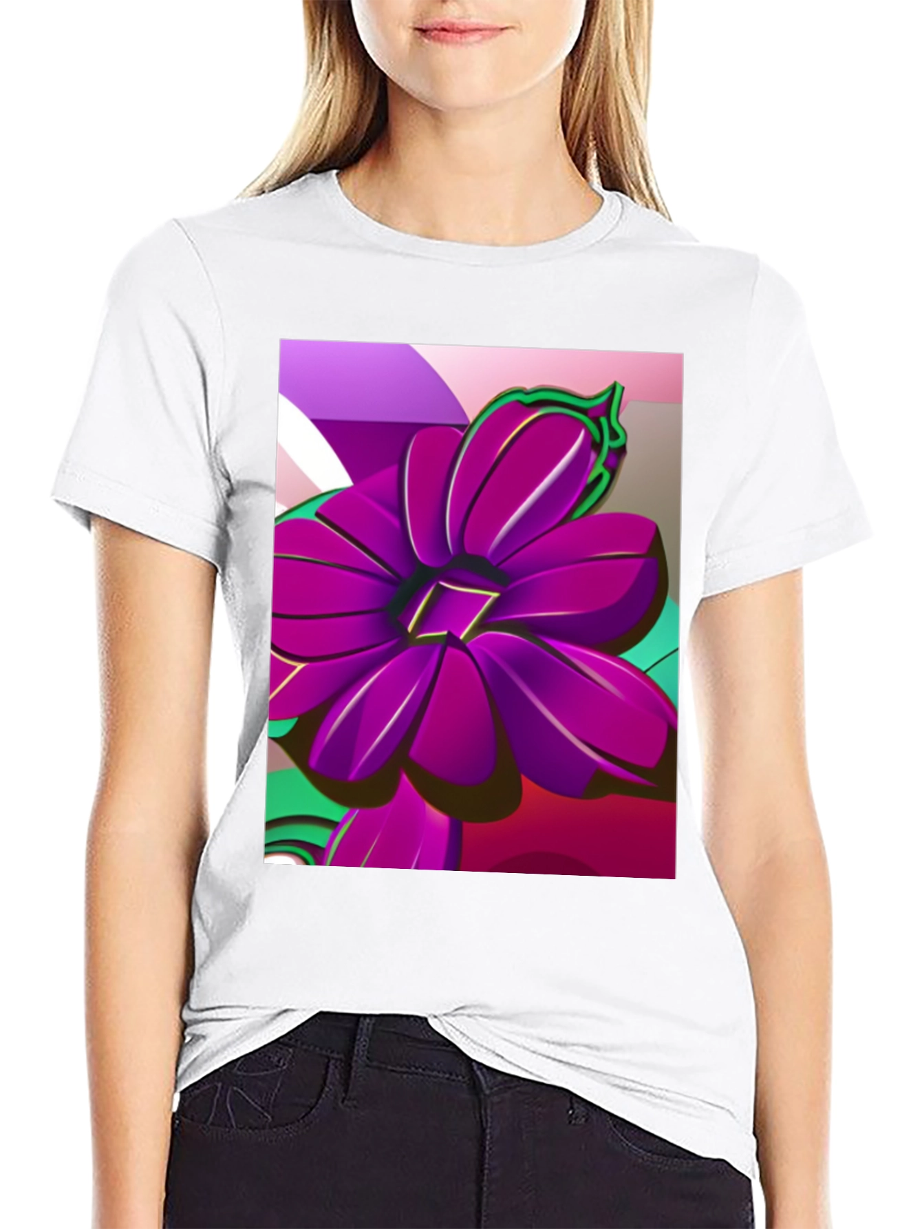 Bold Floral Graphic Tee - Modern Artistic Design