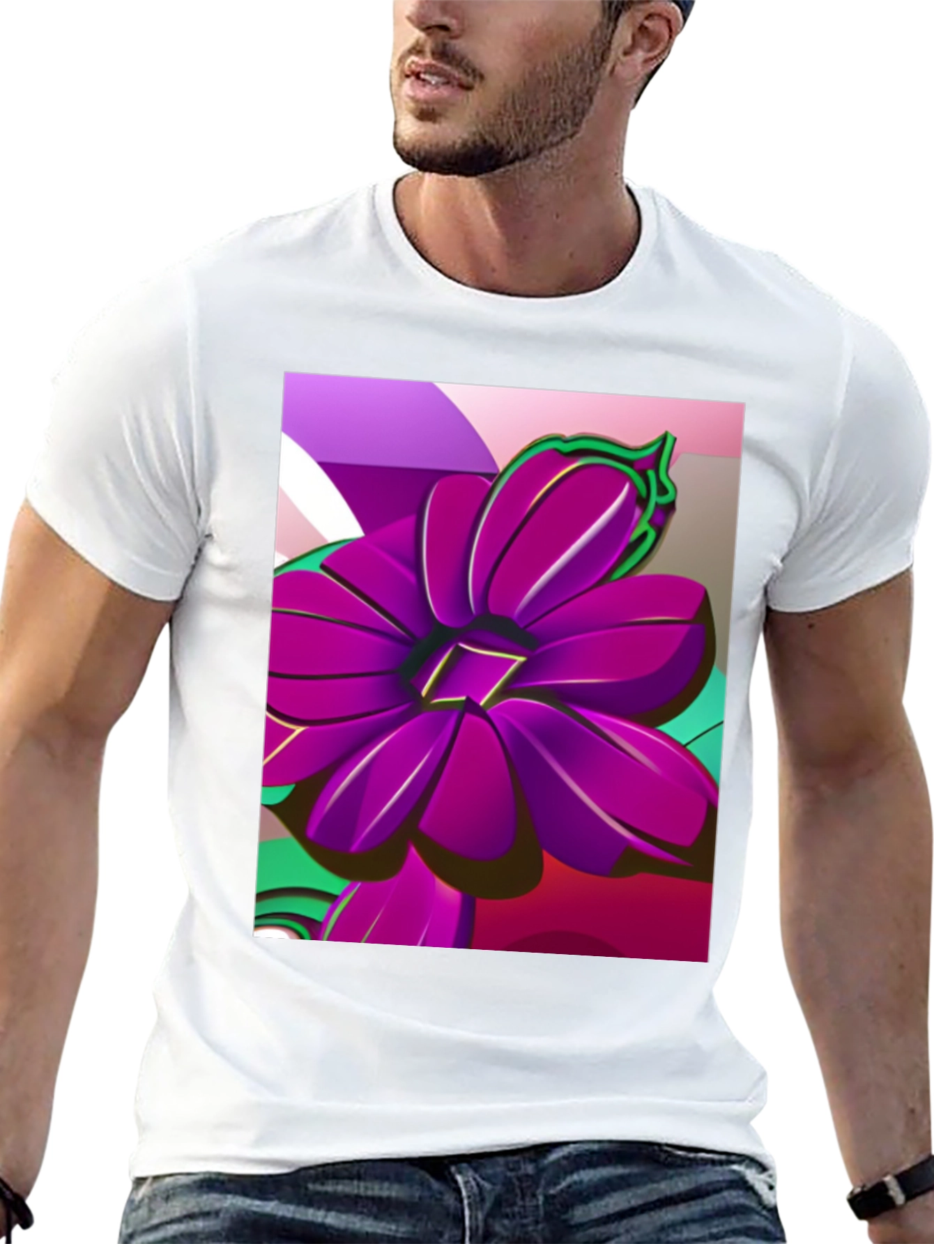 Bold Floral Graphic Tee - Modern Artistic Design