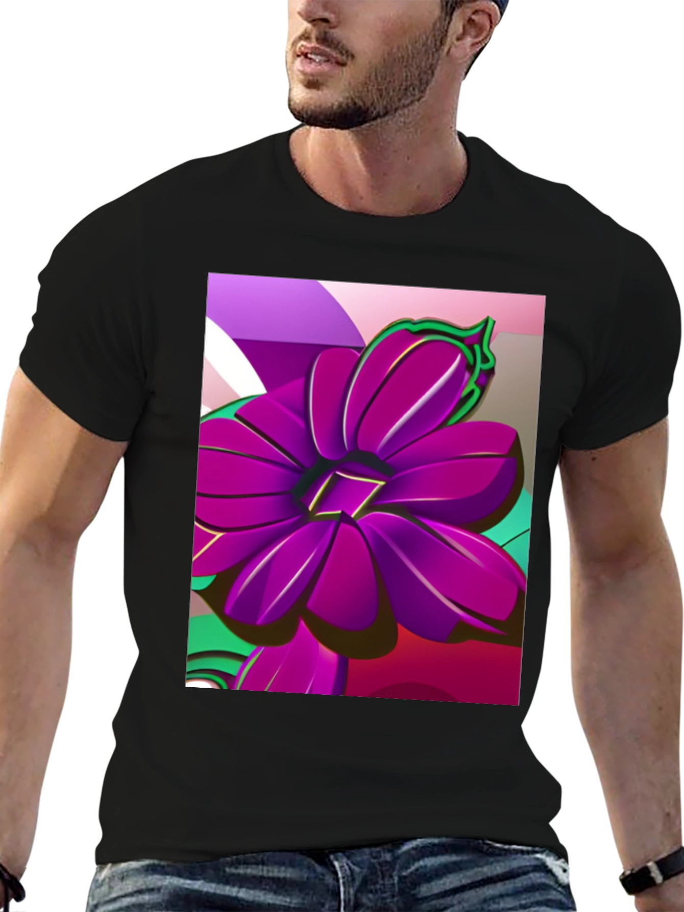 Bold Floral Graphic Tee - Modern Artistic Design