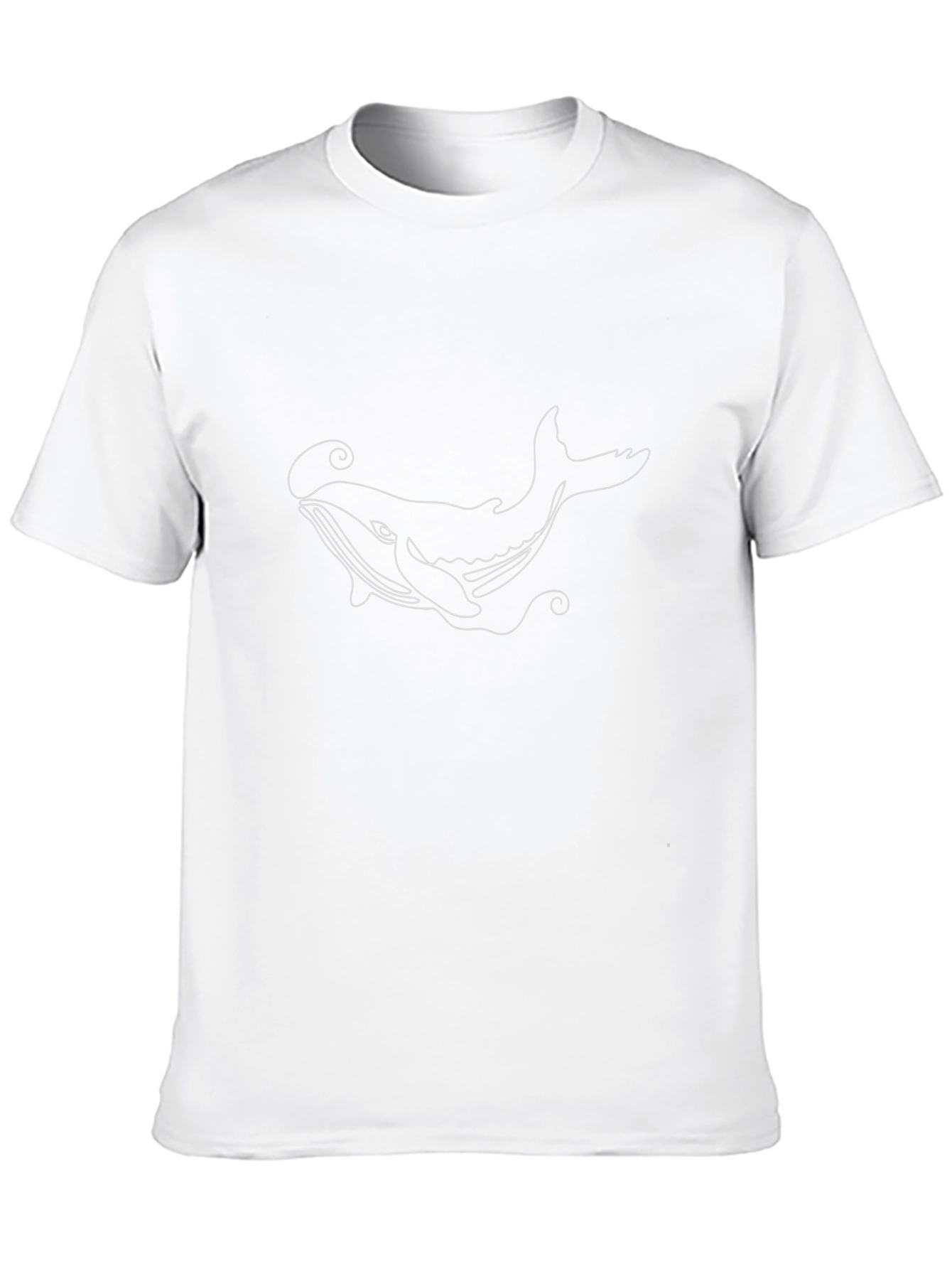 Whale Line Art Black T-Shirt