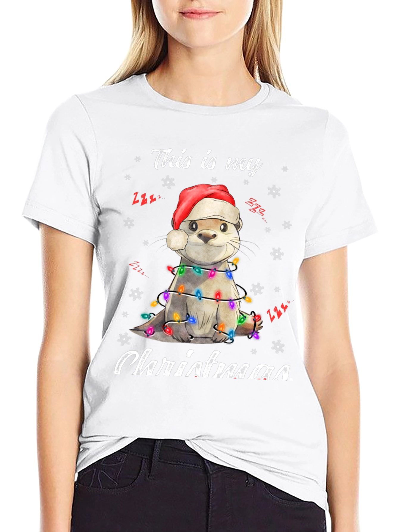 Festive Otter Christmas T-Shirt