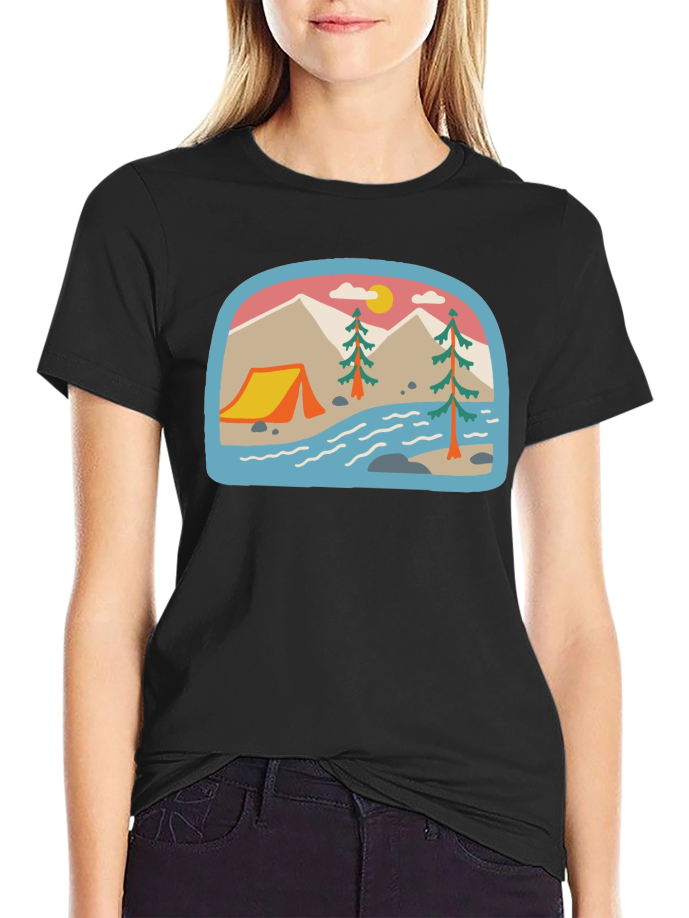 Camping Adventure Graphic Tee - Black