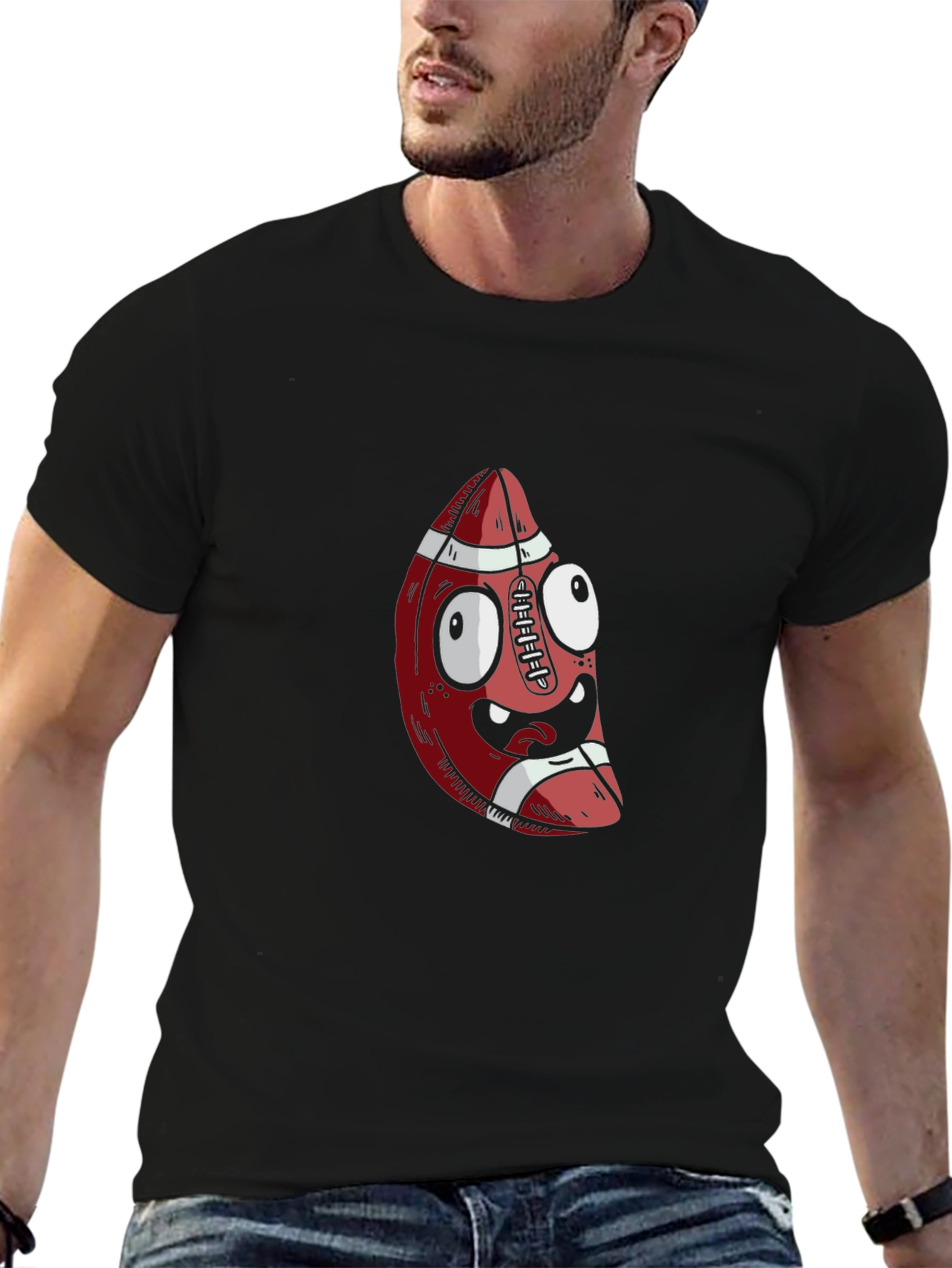 Funny Football Cartoon Graphic T-Shirt