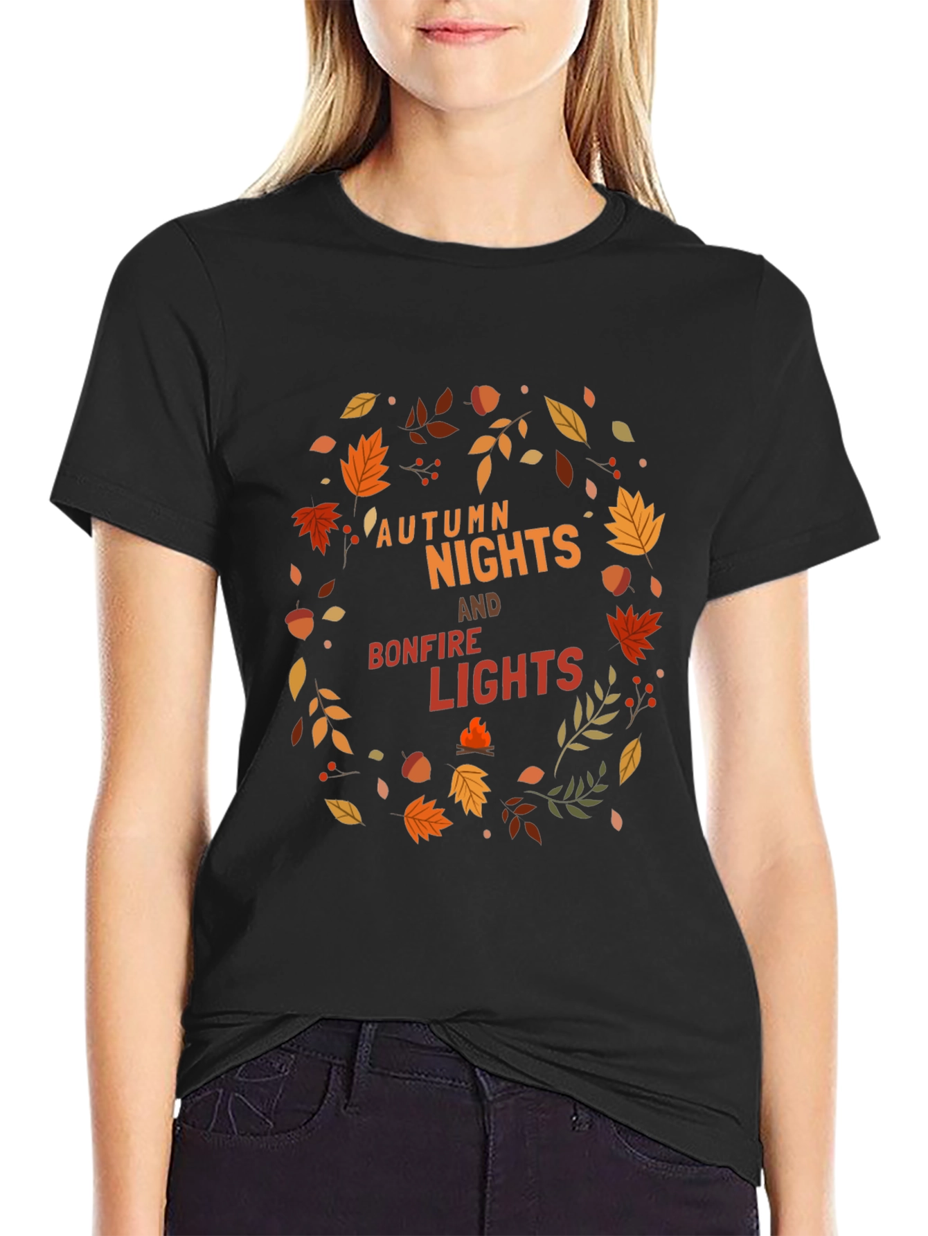 Autumn Nights Bonfire Lights Graphic T-Shirt