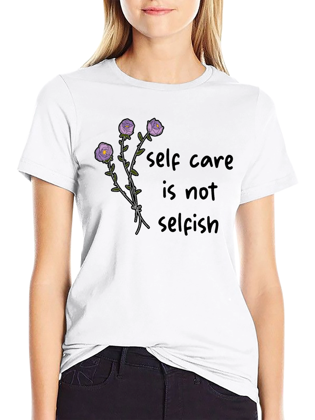 Self Care Roses T-Shirt - Soft Cotton Stylish Design