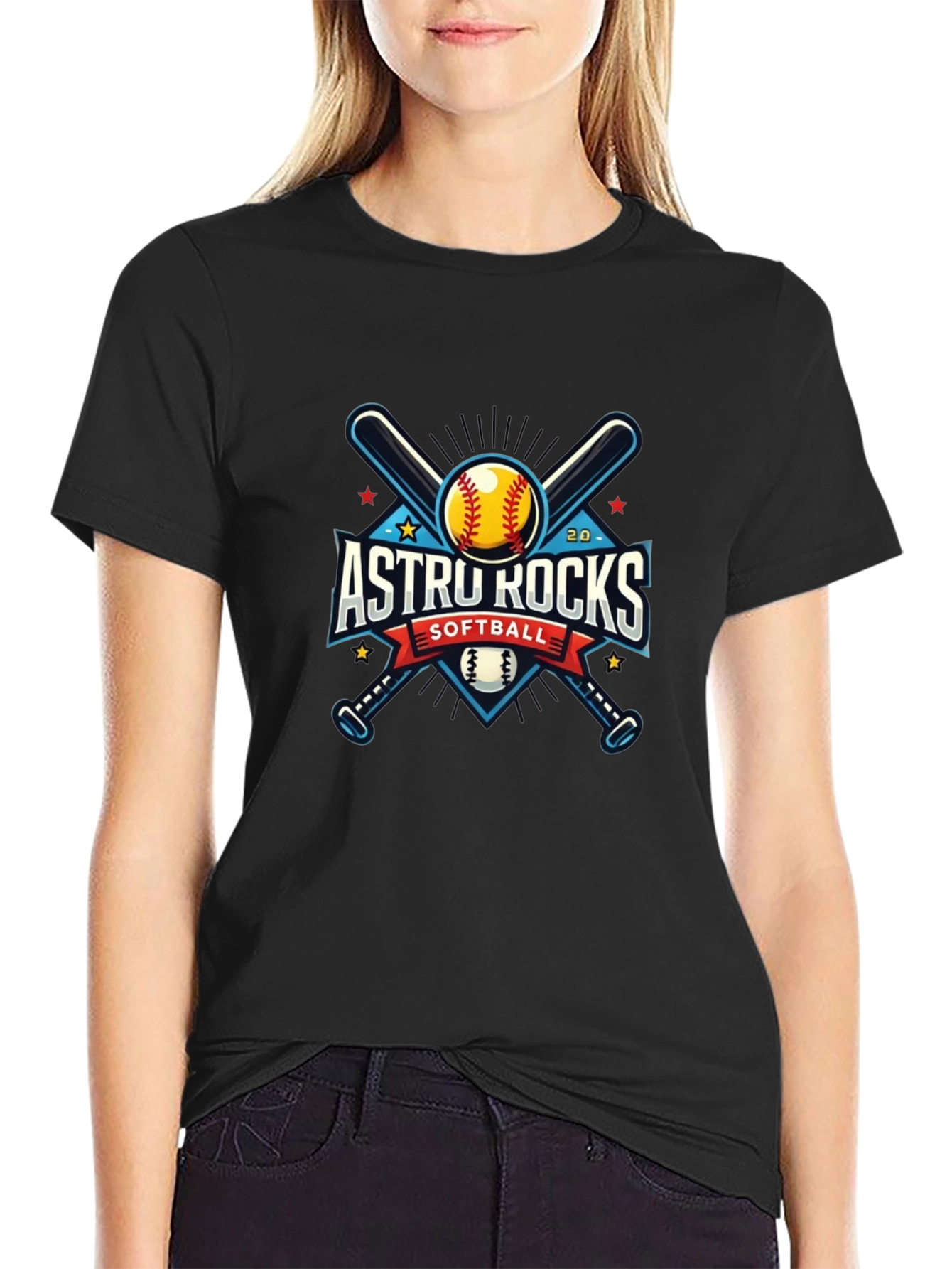 Astro Rocks Softball Black T-Shirt