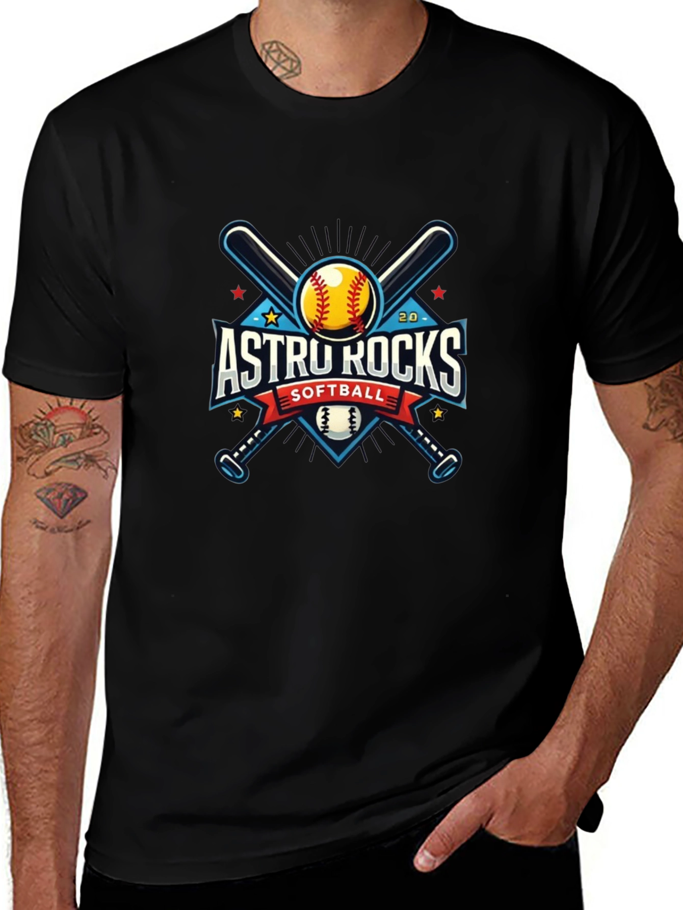 Astro Rocks Softball Black T-Shirt