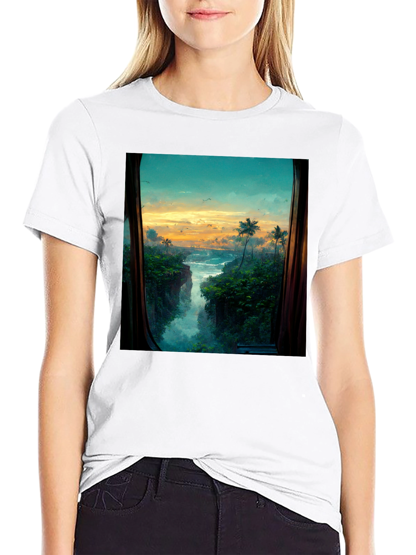 Tropical View T-Shirt - Nature Window Design