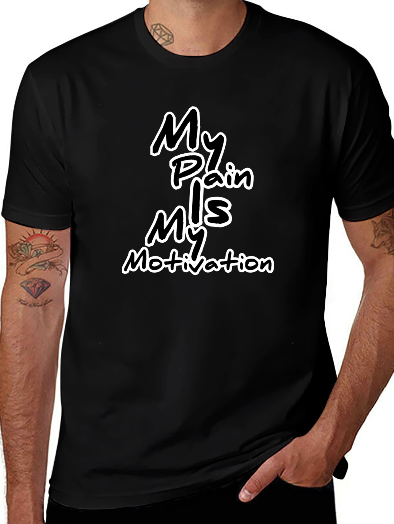Motivational Black T-Shirt: My Pain My Motivation