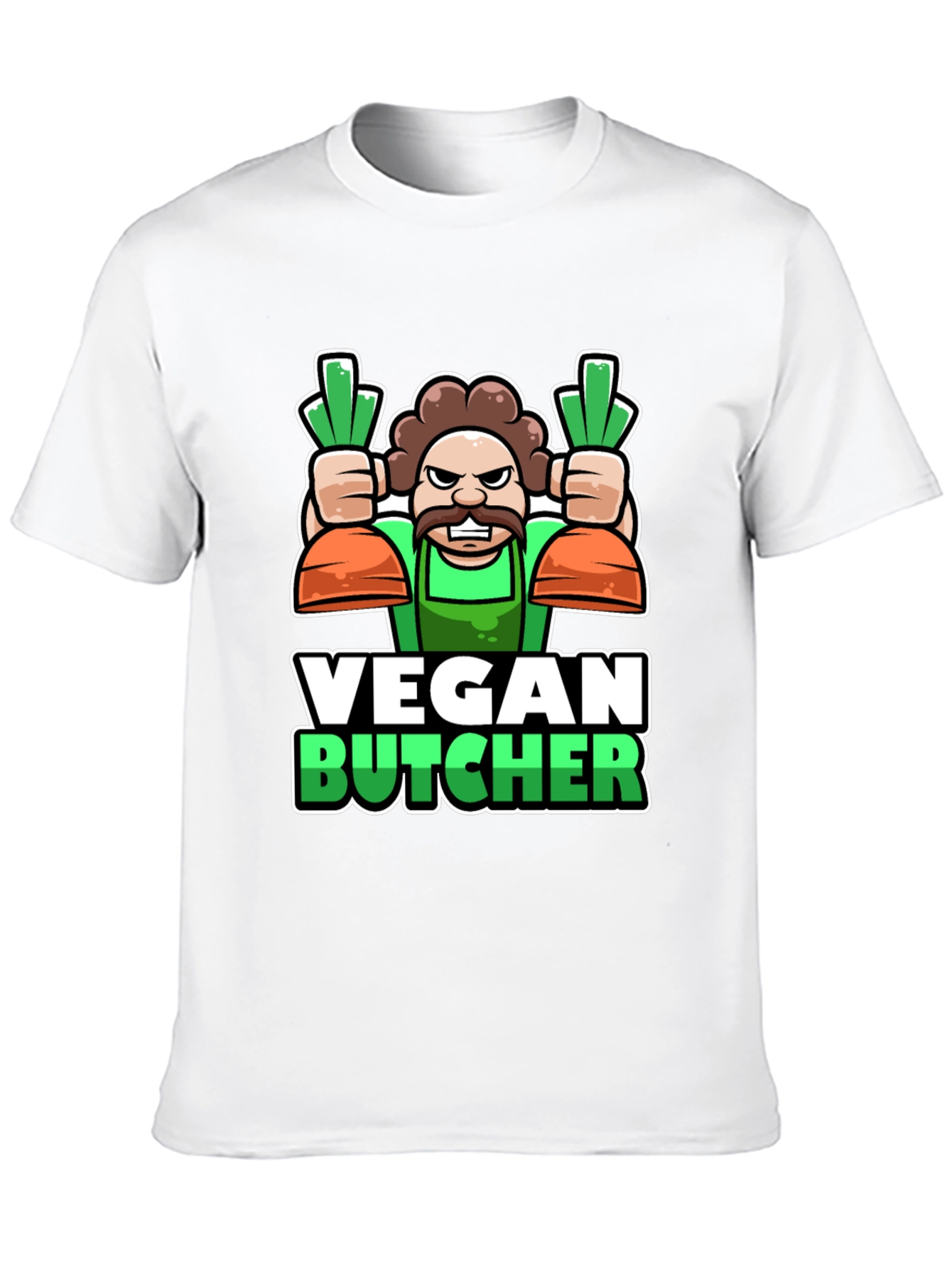 Vegan Butcher T-Shirt: Cartoon Carrot Design