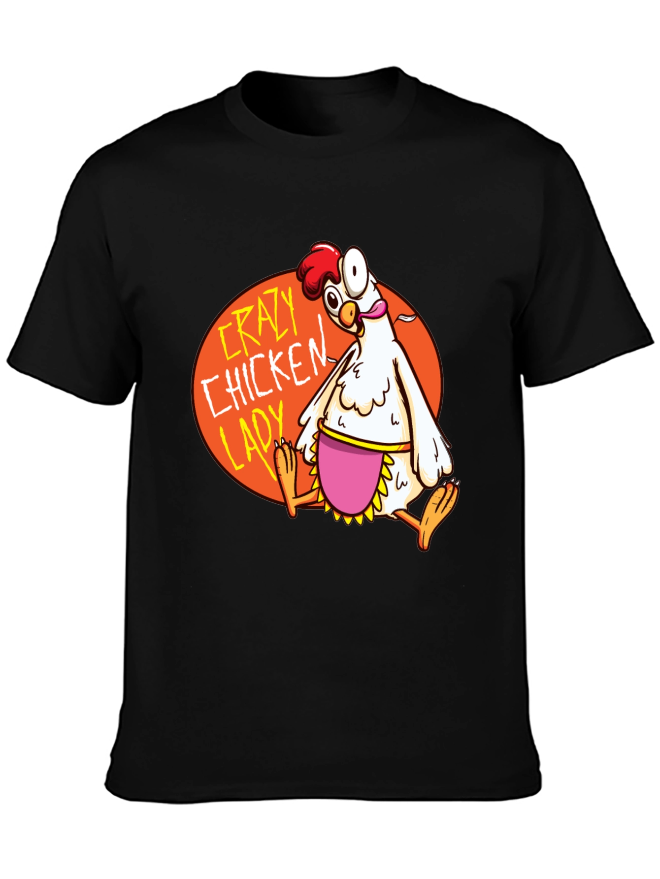 Crazy Chicken Lady Graphic T-Shirt - Black