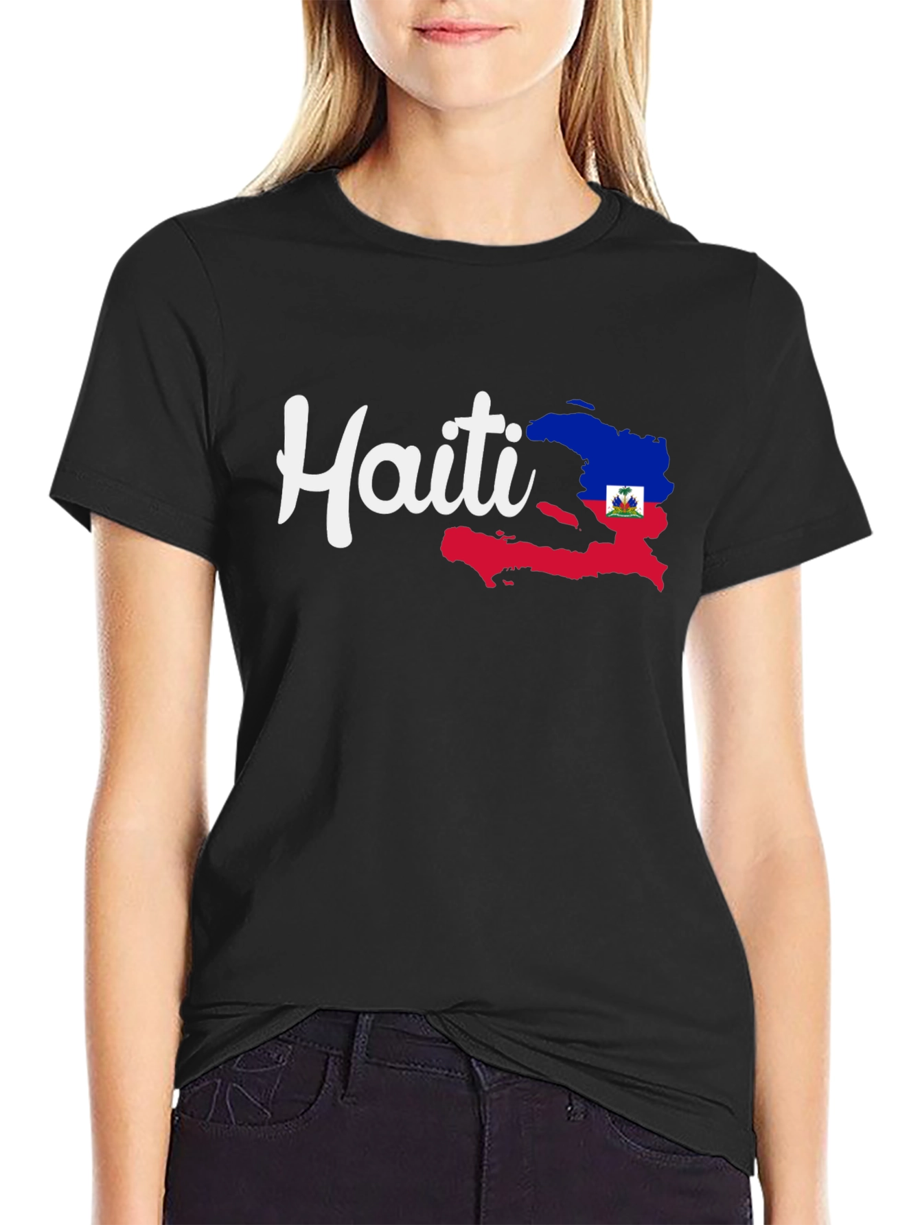 Haiti Pride Tee - Black Cotton Graphic T-Shirt
