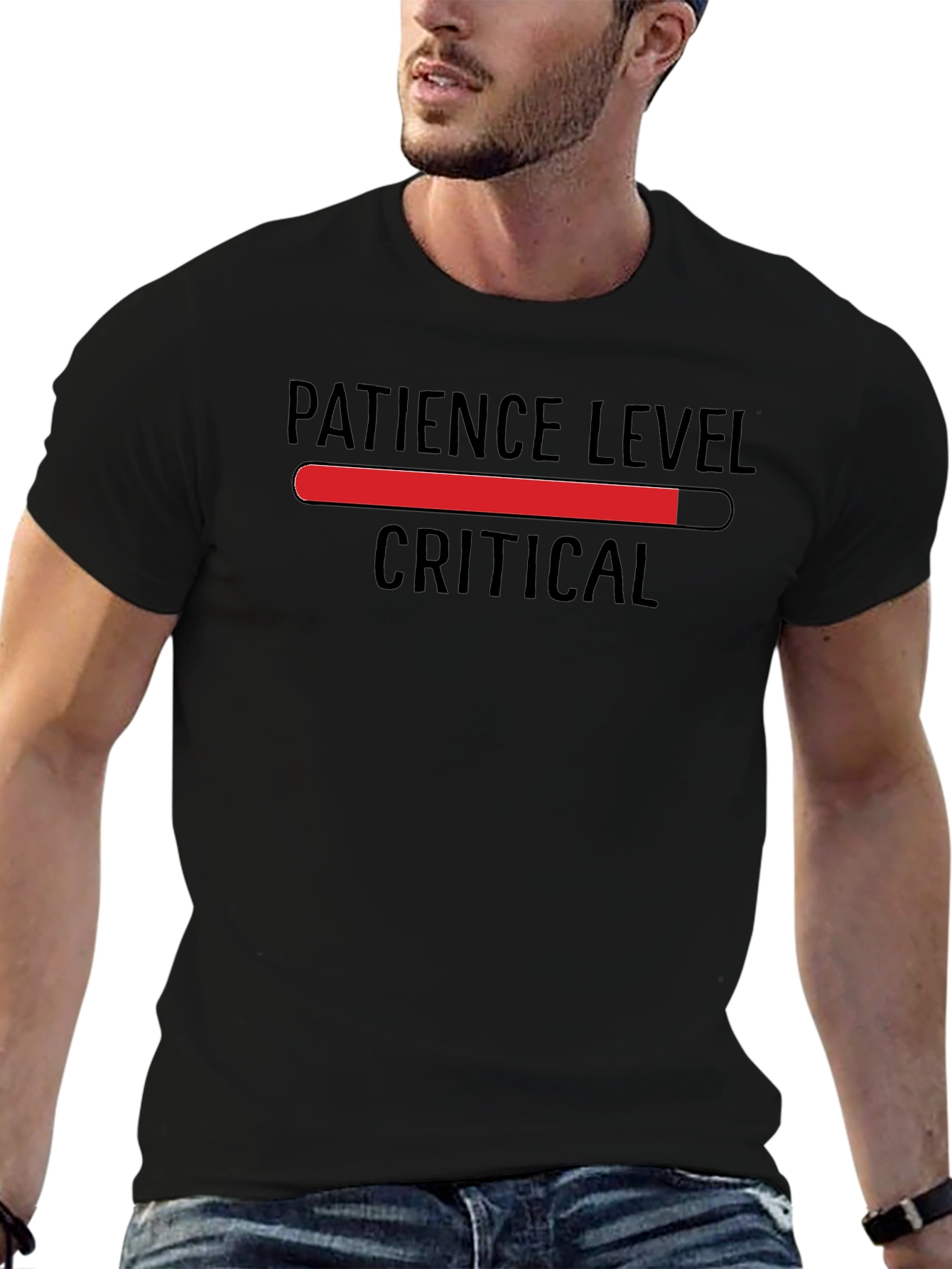 Patience Level Critical Graphic Tee - Black