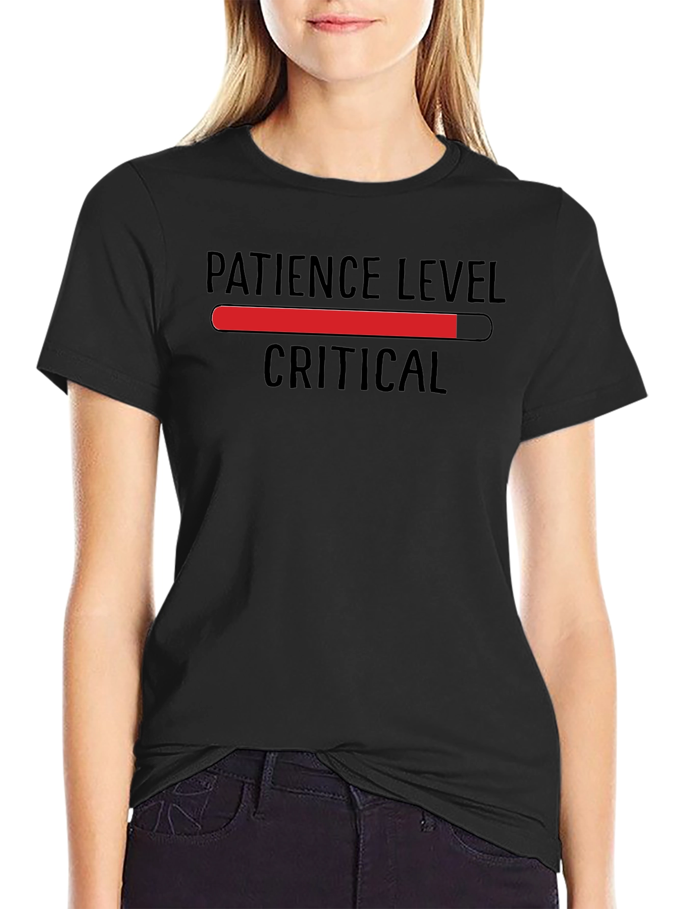 Patience Level Critical Graphic Tee - Black