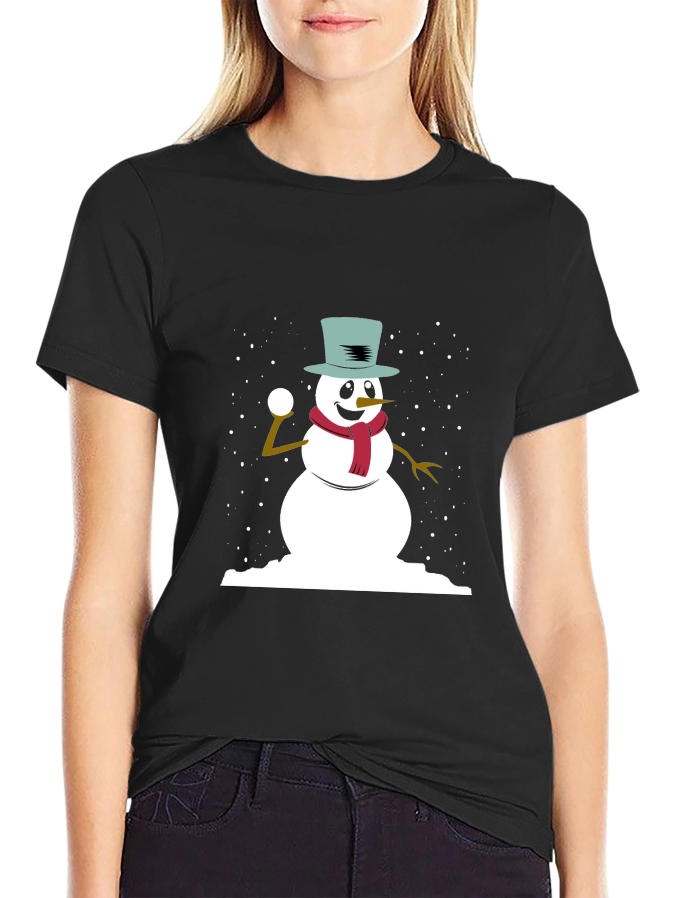 Snowman Throwing Snowball Graphic Tee