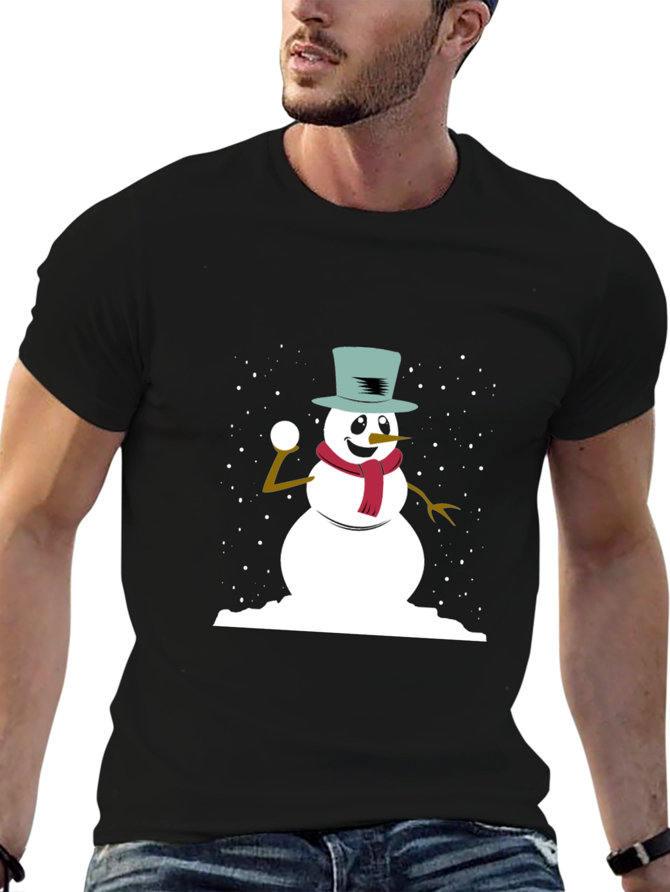 Snowman Throwing Snowball Graphic Tee