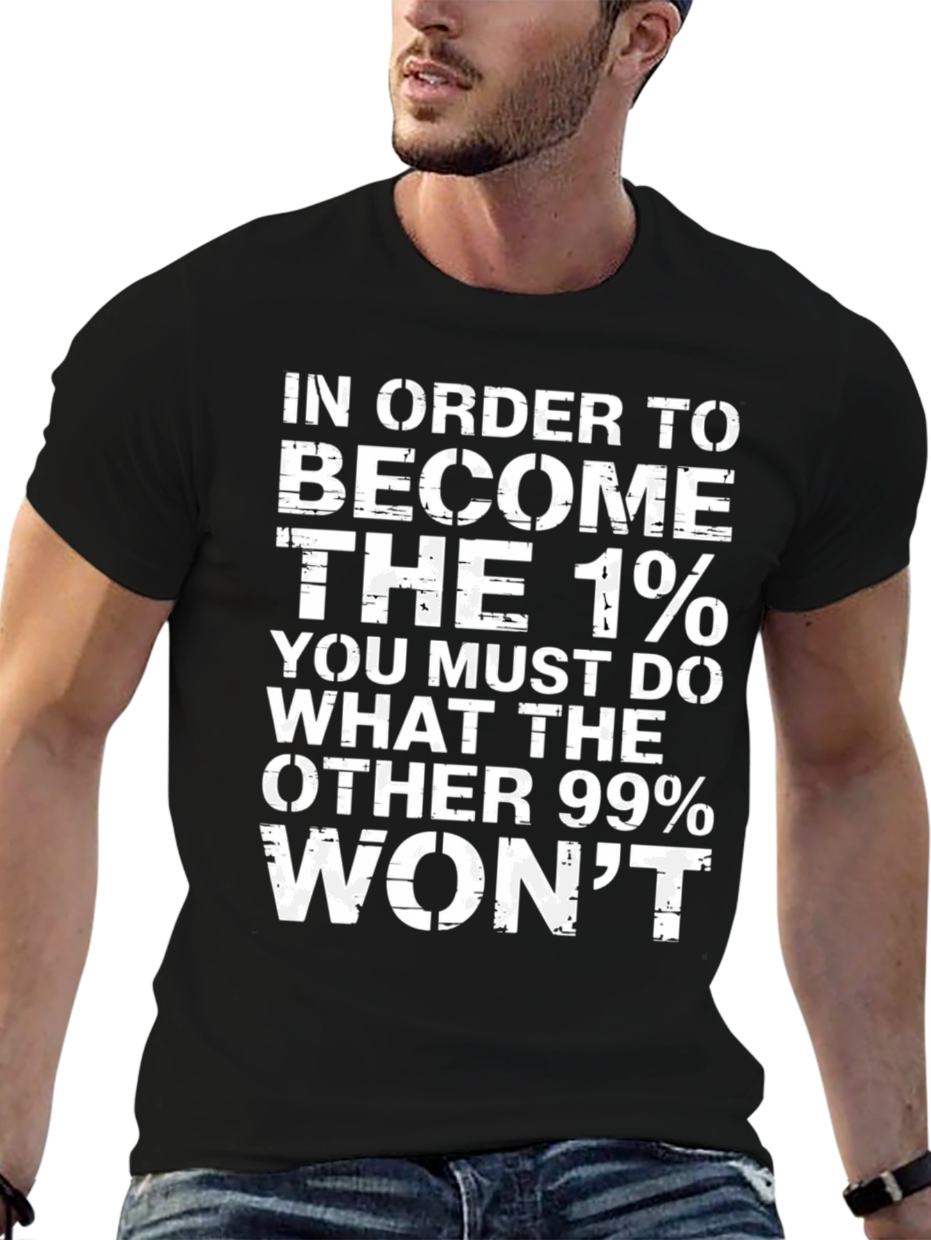 1% Motivation Black T-Shirt