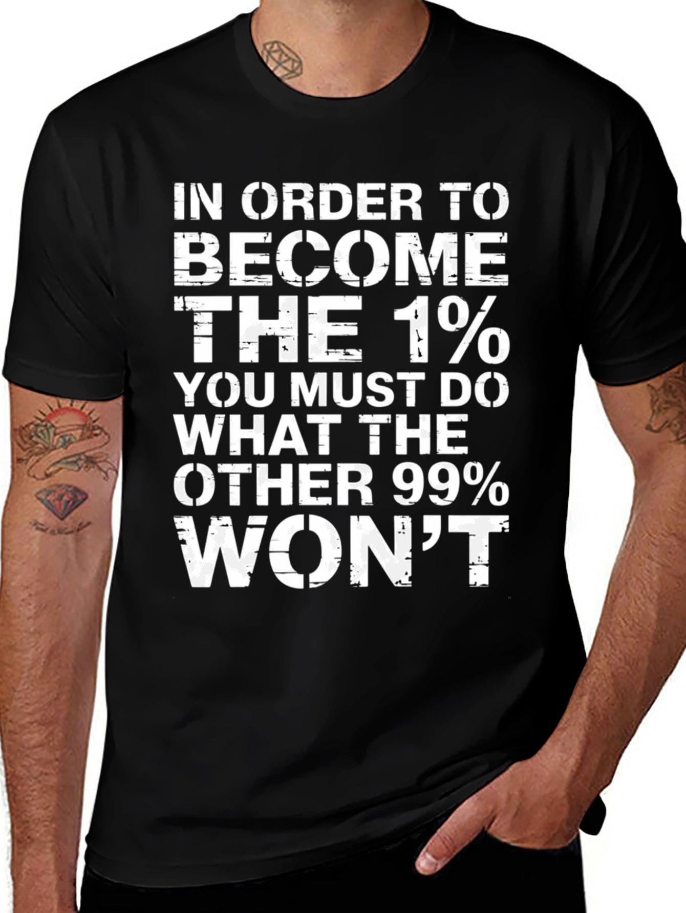 1% Motivation Black T-Shirt