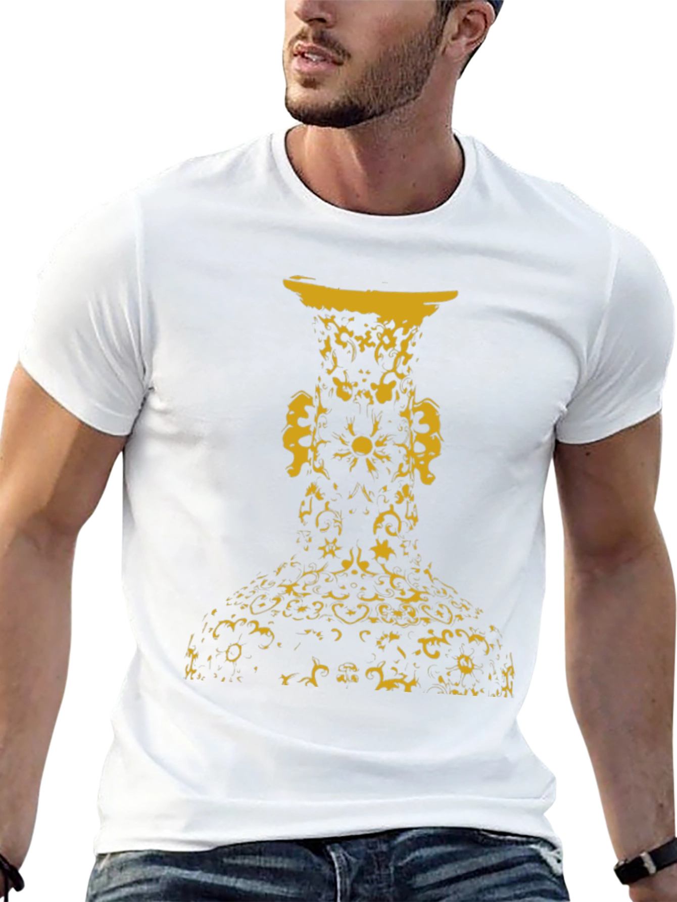 Abstract Vase Graphic Tee - Stylish Black T-Shirt
